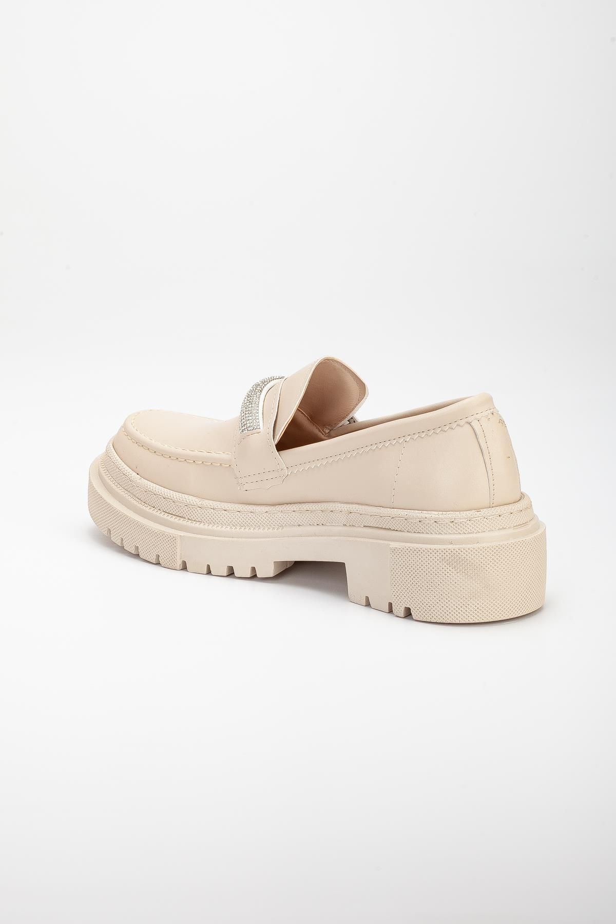 Dilimler Ayakkabı-Talpă groasă Stone Beige Mocasini de damă pantofi casual 5