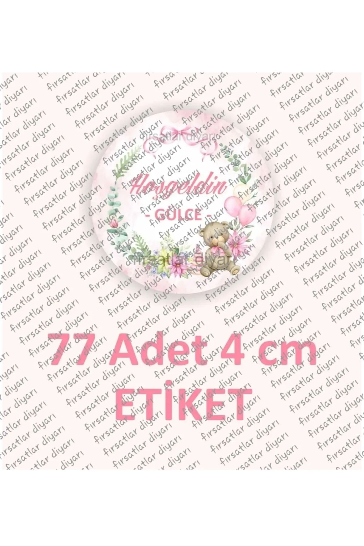 fırsatlar diyarı Isme Özel Hoşgeldin Bebek Etiketi Baby Shower Doğum Günü Hediyelik Etiket Sticker - 77 Adet - 4 Cm