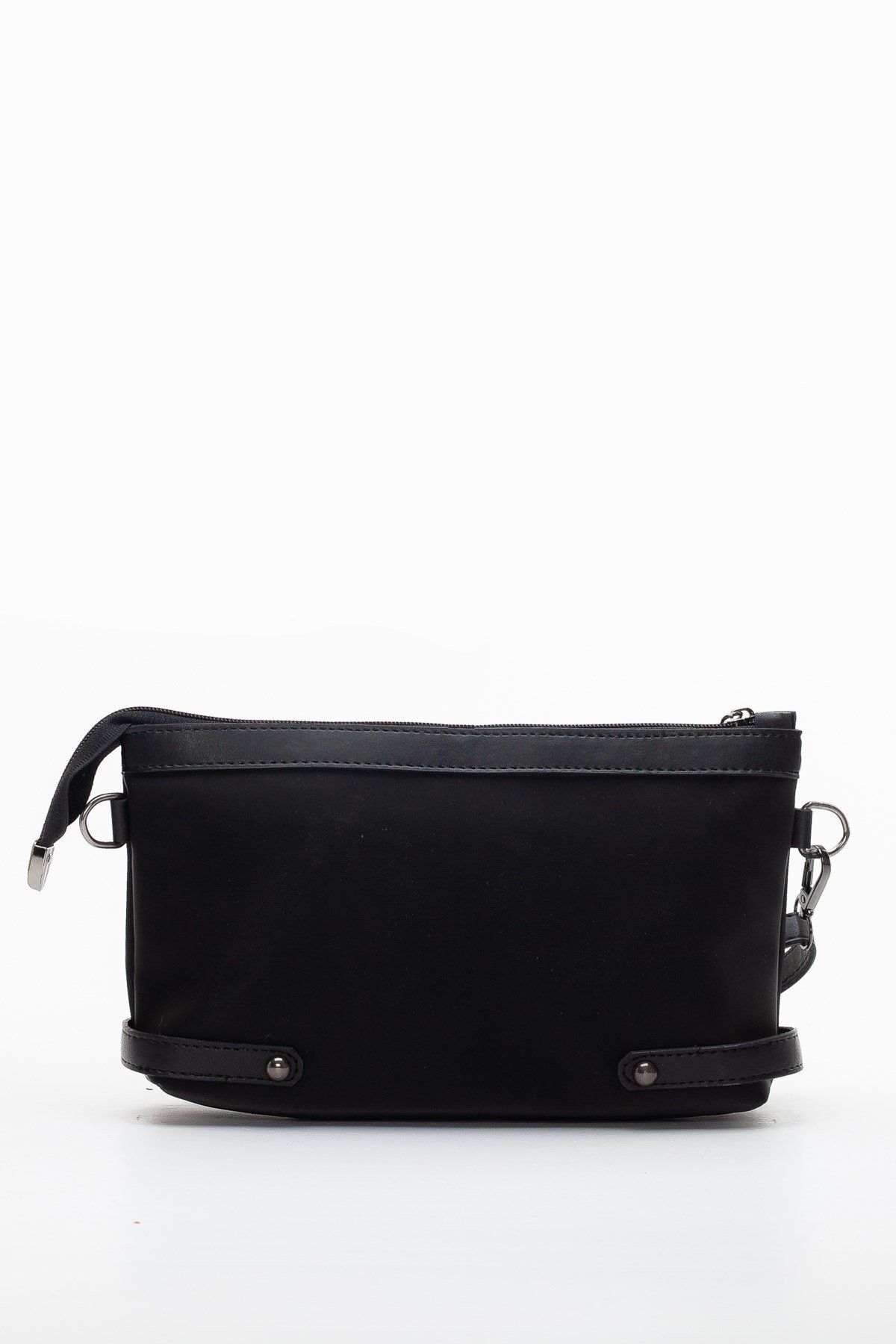 Dilimler Ayakkabı-Satin Look Black Women's Portfolio Bag with Long Short Strap 6