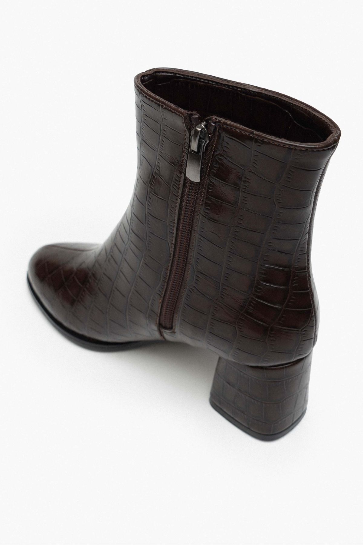 NİŞANTAŞI SHOES-Monroe Brown Patterned – Damen-Stiefel mit Absatz und Reißverschluss 6