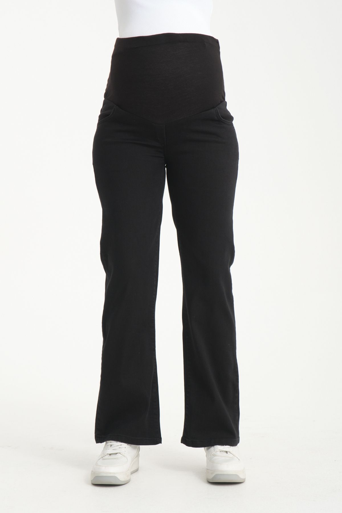 KATLİN MATERNİTY WEAR-Wide Leg and Lycra Maternity Jeans - Adjustable Waist Design 1