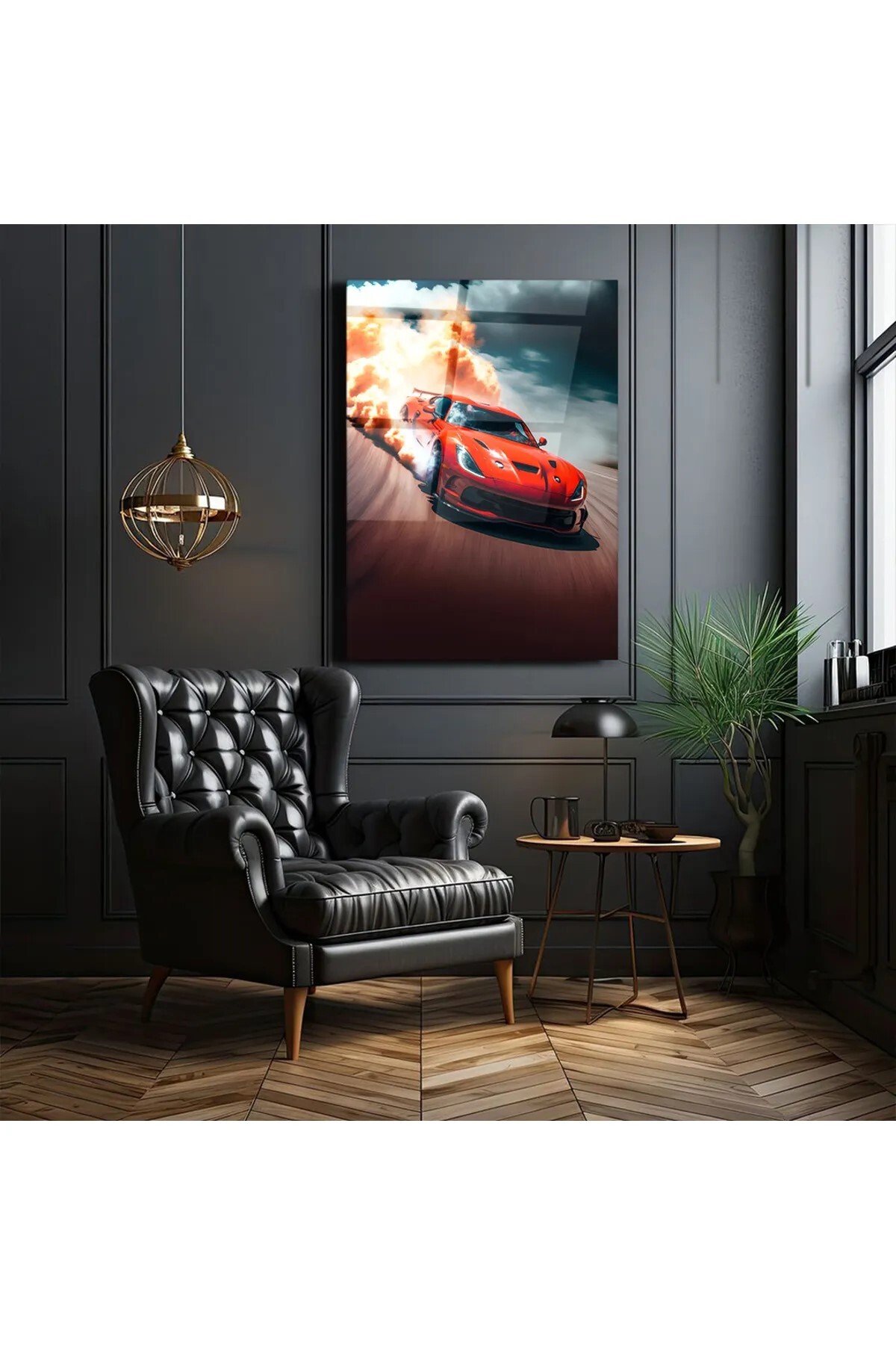 Cam Tablo Dodge Viper Araba - Duvar Dekorasyonu - Ofis Dekorasyonu - Duvar Tablo - Dk