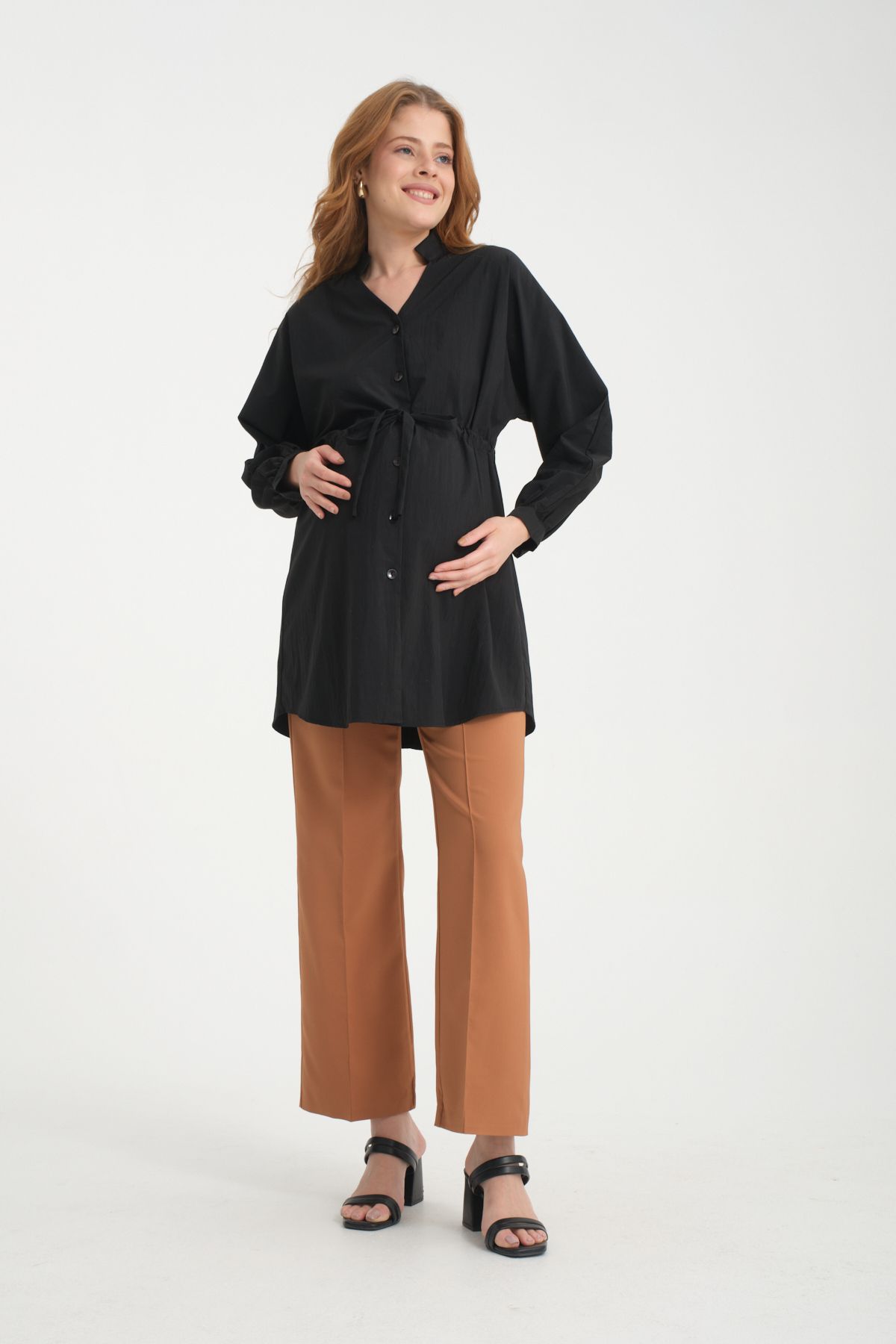 KATLİN MATERNİTY WEAR-Oversized Maternity Shirt - Parachute Fabric 5