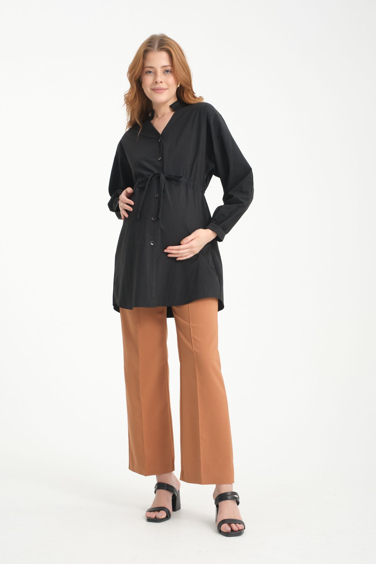 KATLİN MATERNİTY WEAR-Oversized Maternity Shirt - Parachute Fabric 7