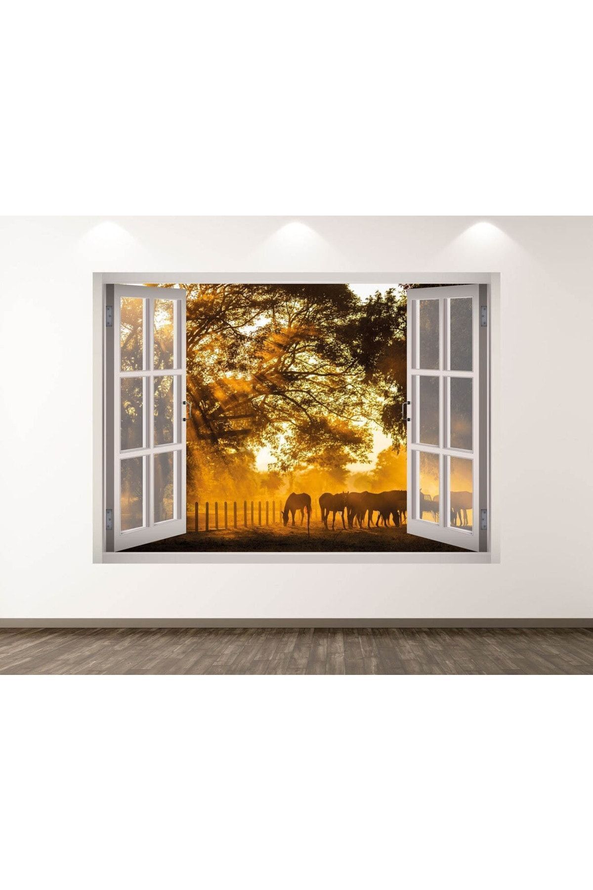 Mustag Vahşi Atlar Full Hd Baskı 3D Pencere Modern Duvar Sticker