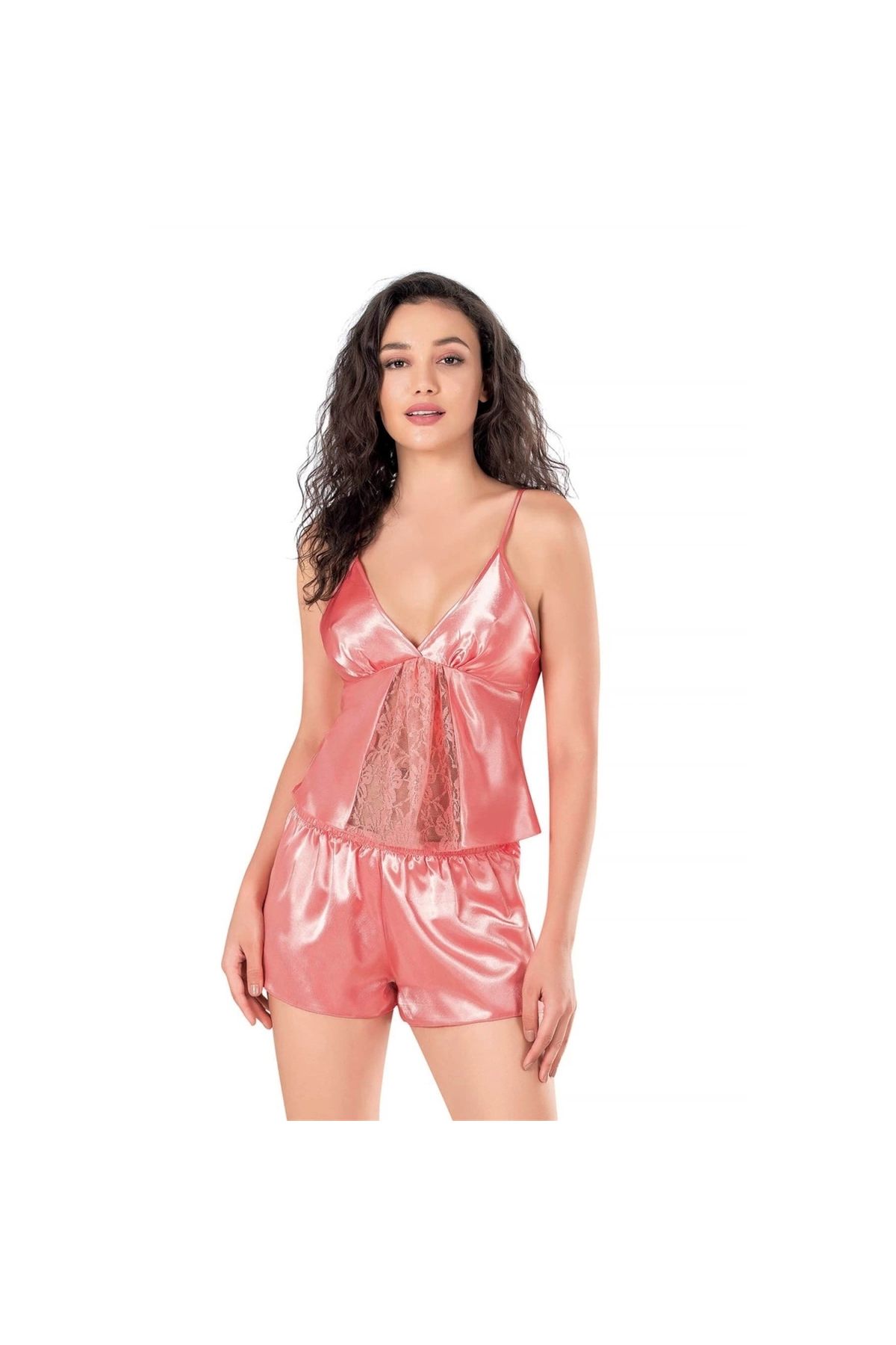 Marsilyan MARSİLYAN- Mercan Saten Babydoll Şort Takımı