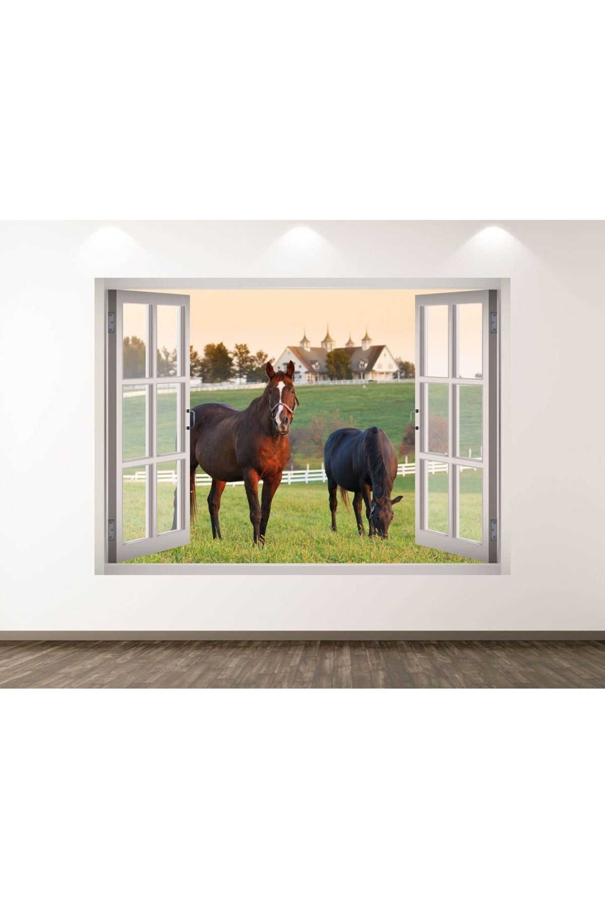 Mustag Vahşi Atlar Full Hd Baskı 3D Pencere Modern Duvar Sticker