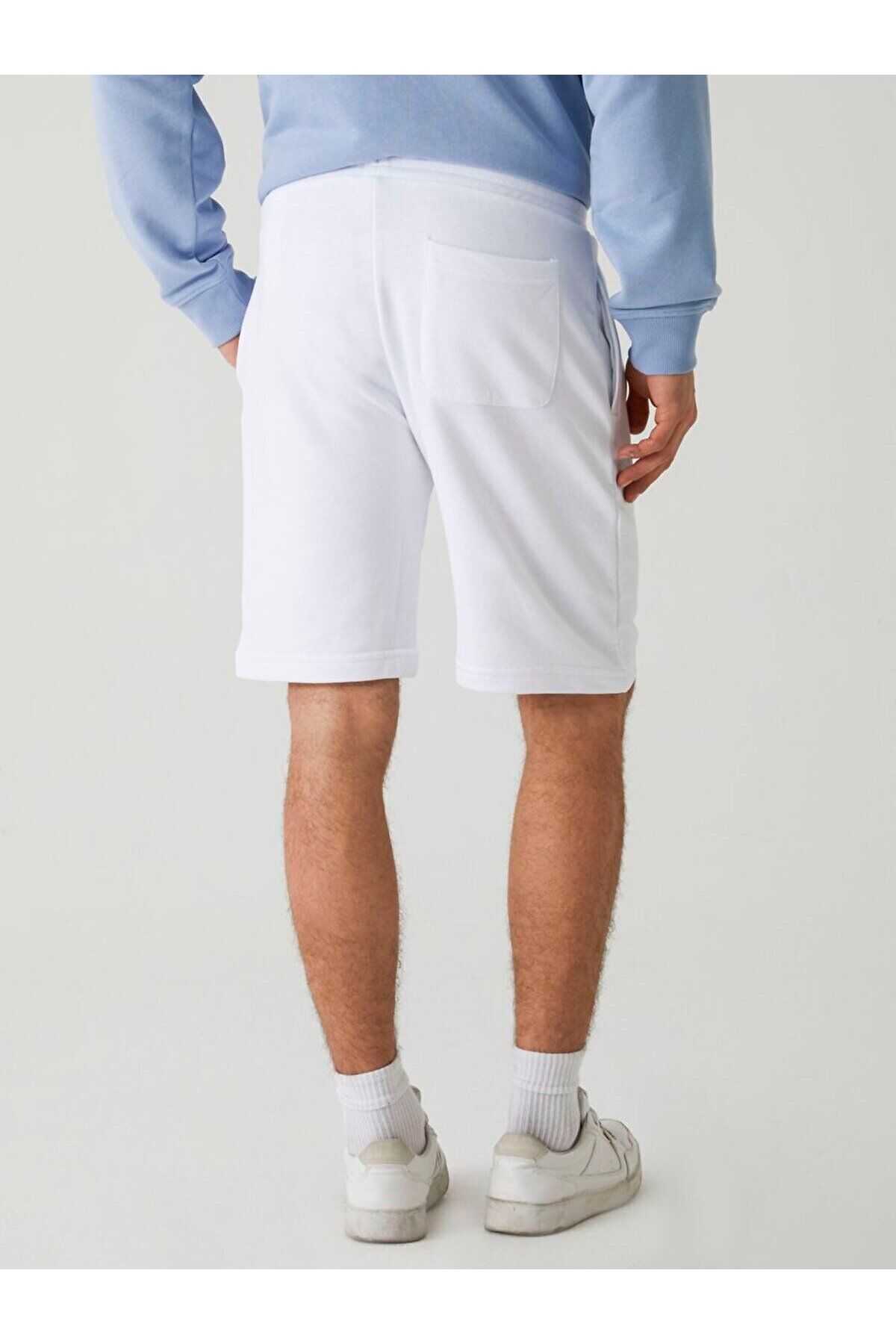 Ltb-Pantaloni scurți albi cu talie elastică și buzunare 3