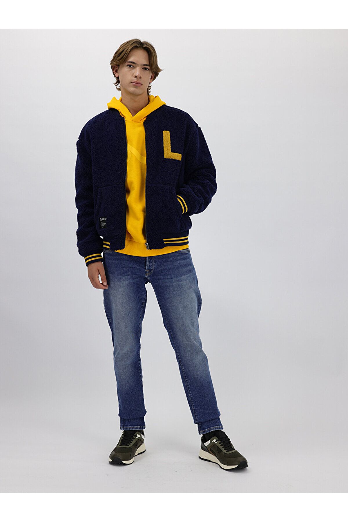 Ltb-Yellow Hooded Sweatshirt with Logo 1