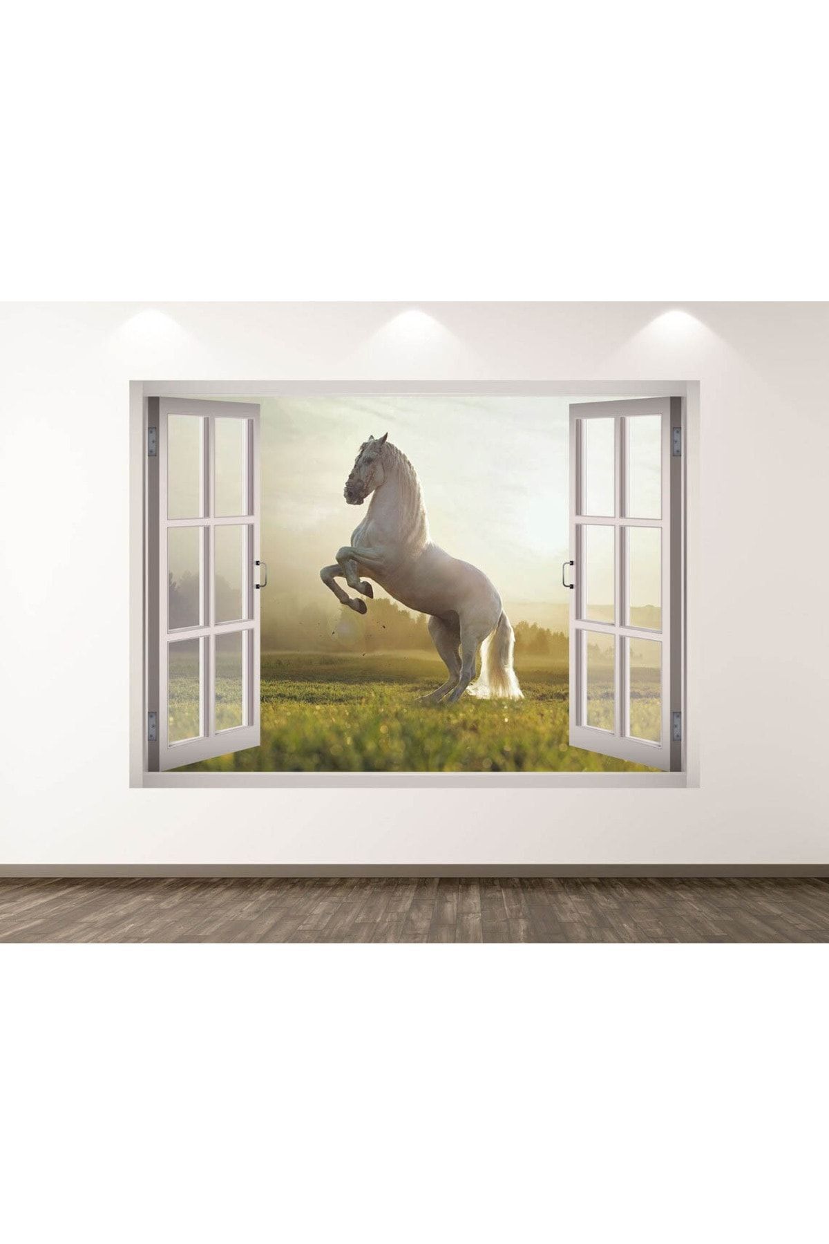 Mustag Vahşi Atlar Full Hd Baskı 3D Pencere Modern Duvar Sticker