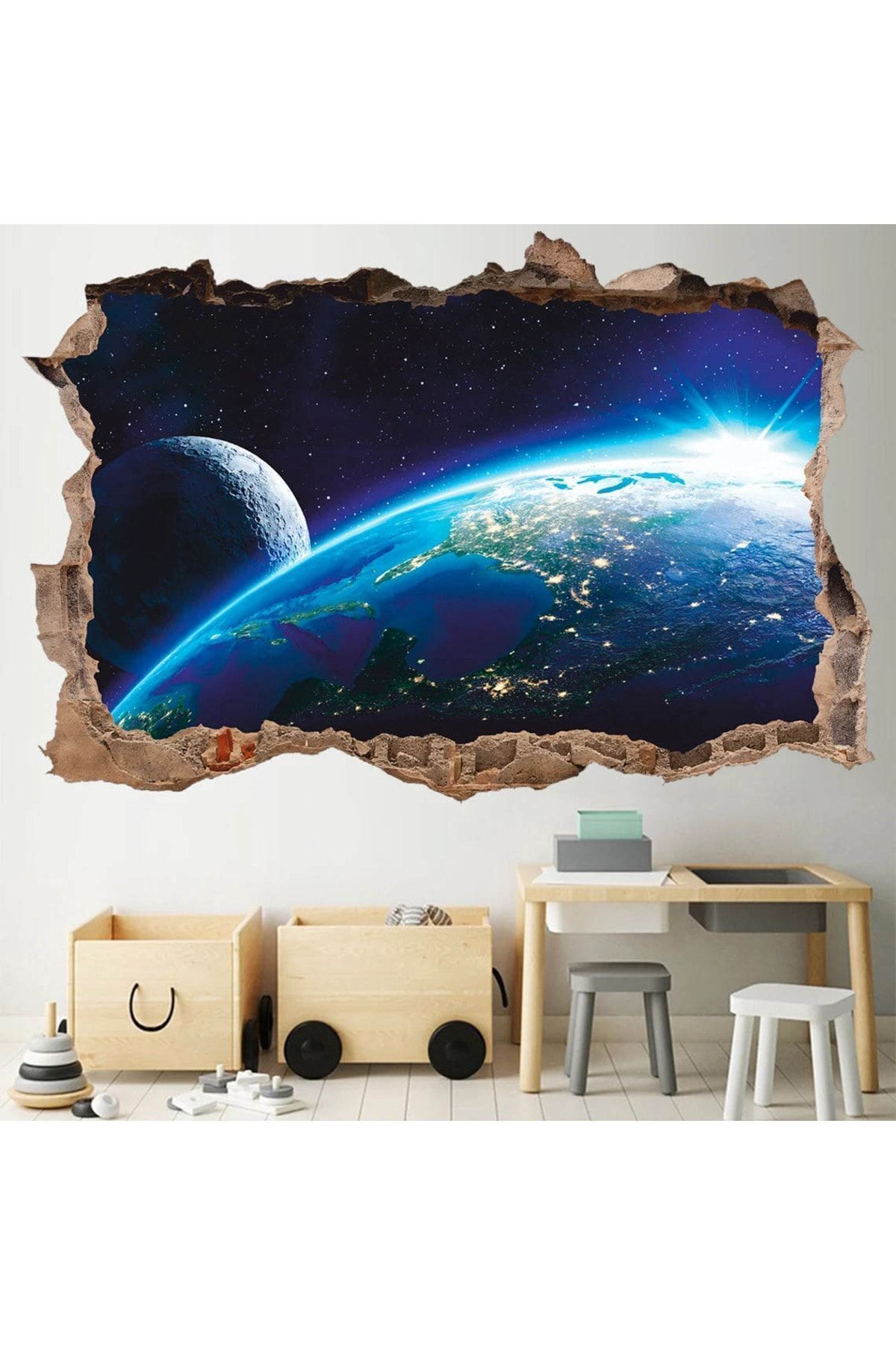 Uzay Temalı Full Hd Baskı Modern Duvar Sticker