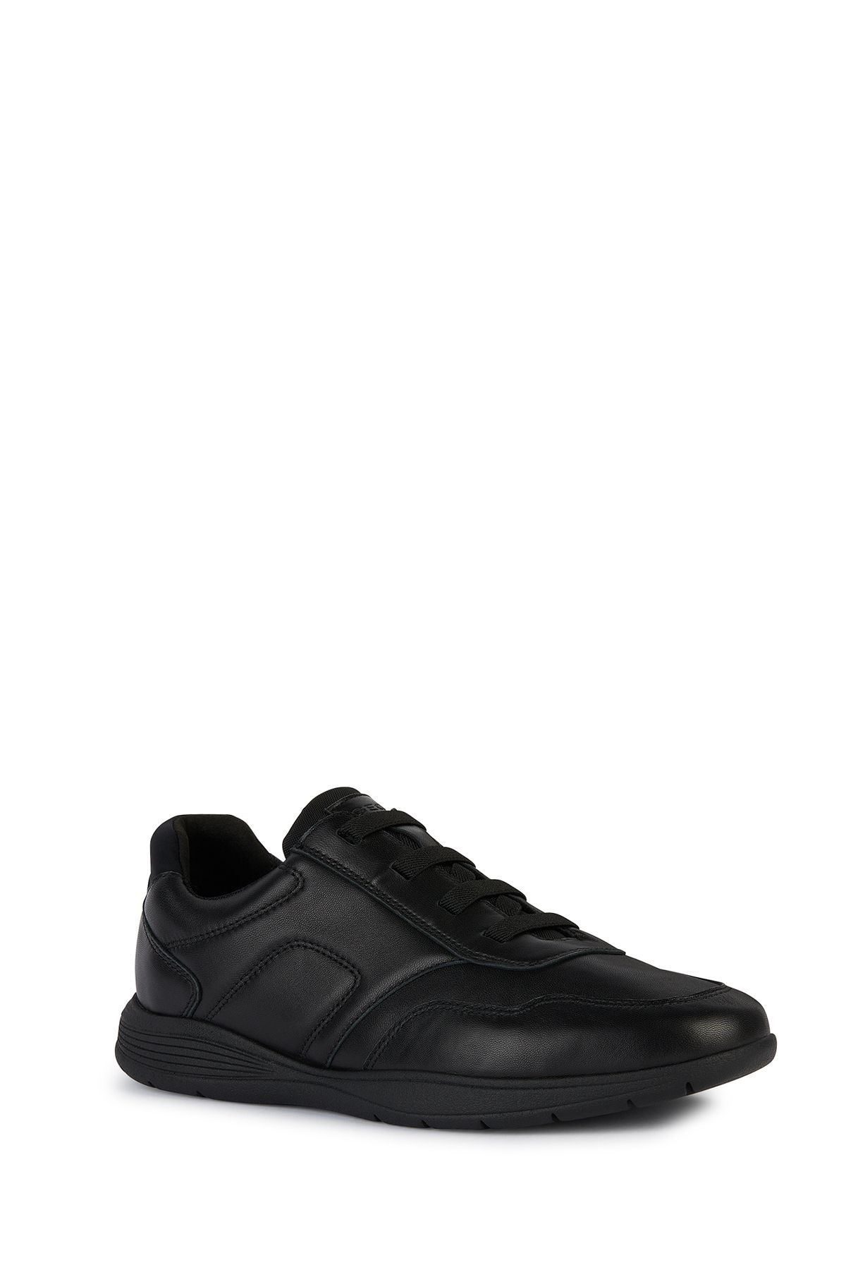 Geox-Spherica Ec2 Men's Leather Sneaker - Black, Lace-Up U45Bxe000Lmc9999 5