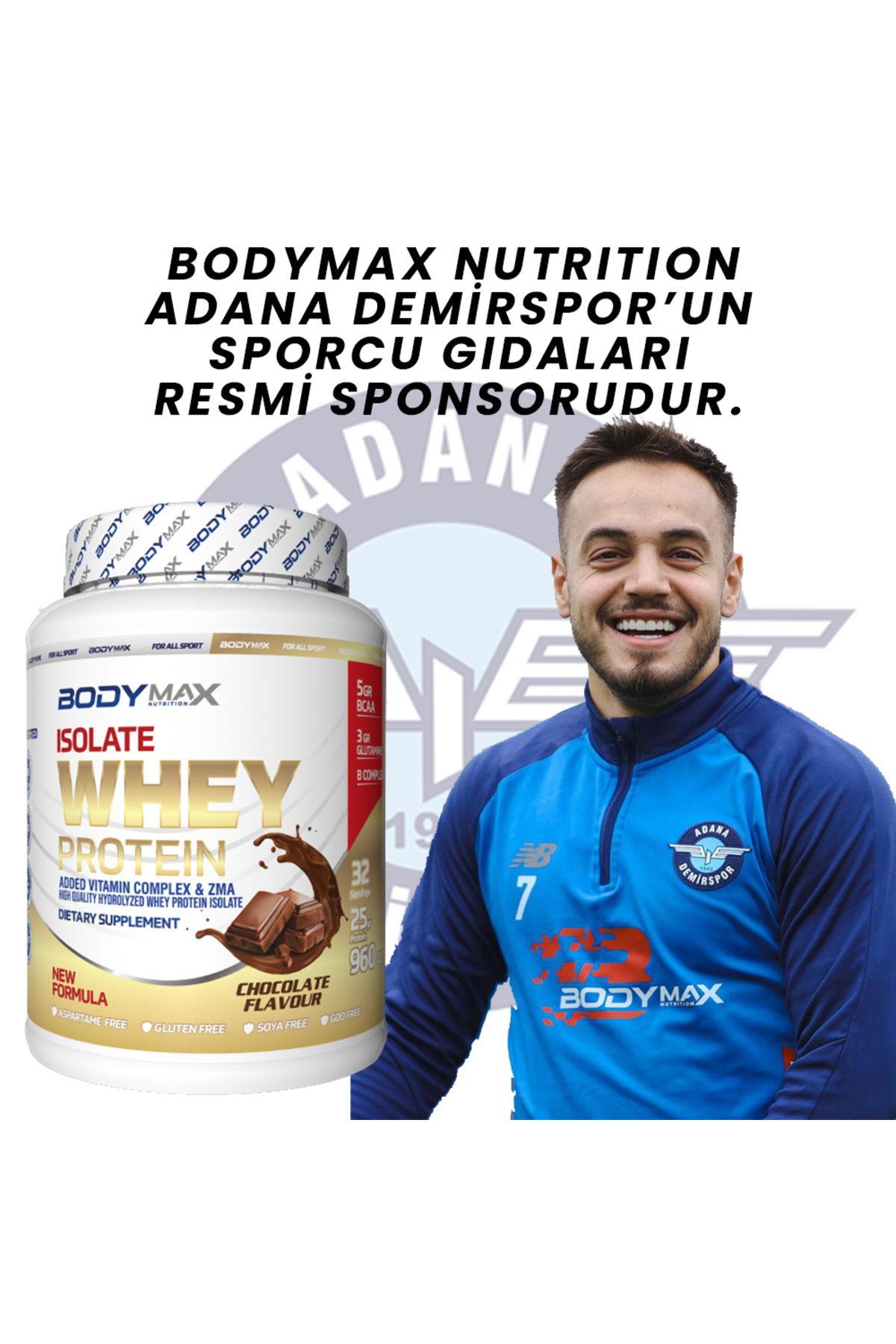 BODYMAX Isolate Izole Whey Protein Tozu Çikolata Aromalı 960 gr 32 Servis Protein