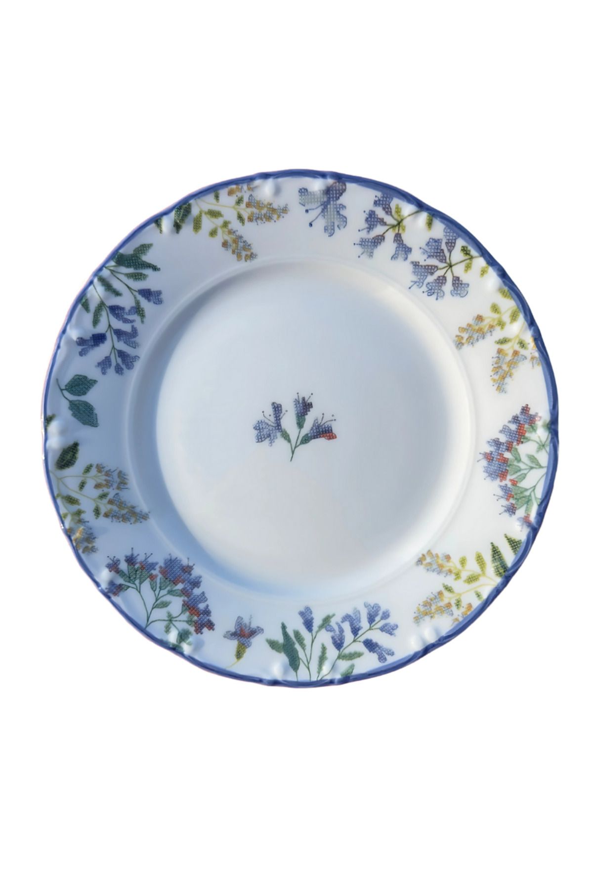 porselenden-Cross Stitch Lilac Premium Porcelain Cake Plate Set for 6 People - Purple Flower Pattern, 19 cm 2