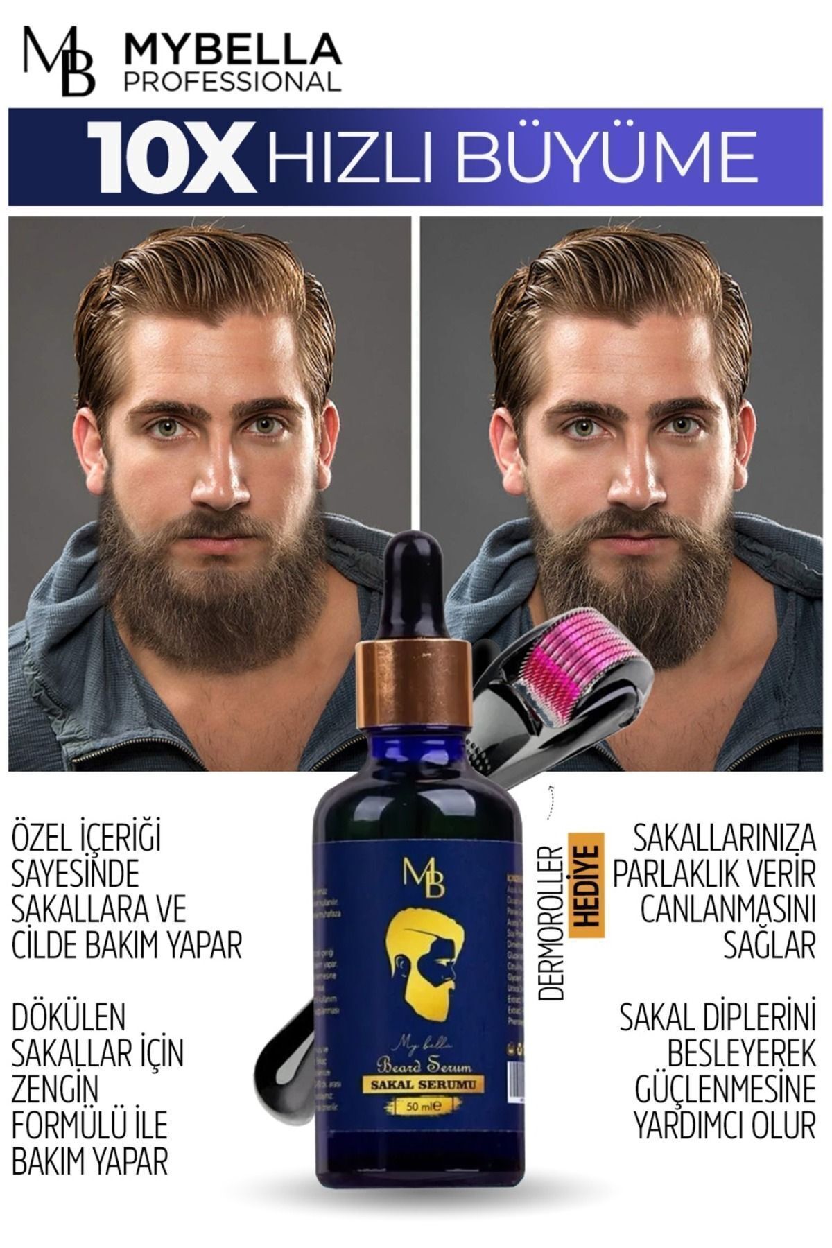 My Bella-"Vegan" Beard - Strengthening and Repairing Serum, Mustache Care (Roller Gift) 5