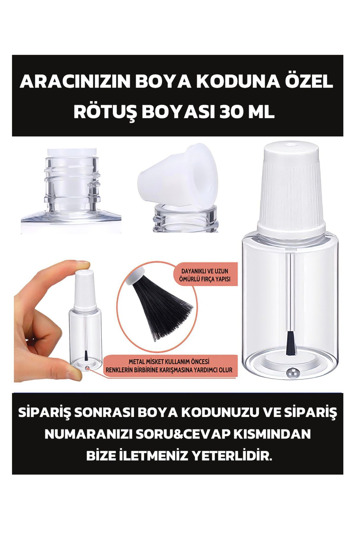 Mr.Rötuş Aracınızın Boya Koduna Özel - Suya Dayanıklı Çizik Ve Taş Izi Giderici Rötuş Boyası 30 Ml.