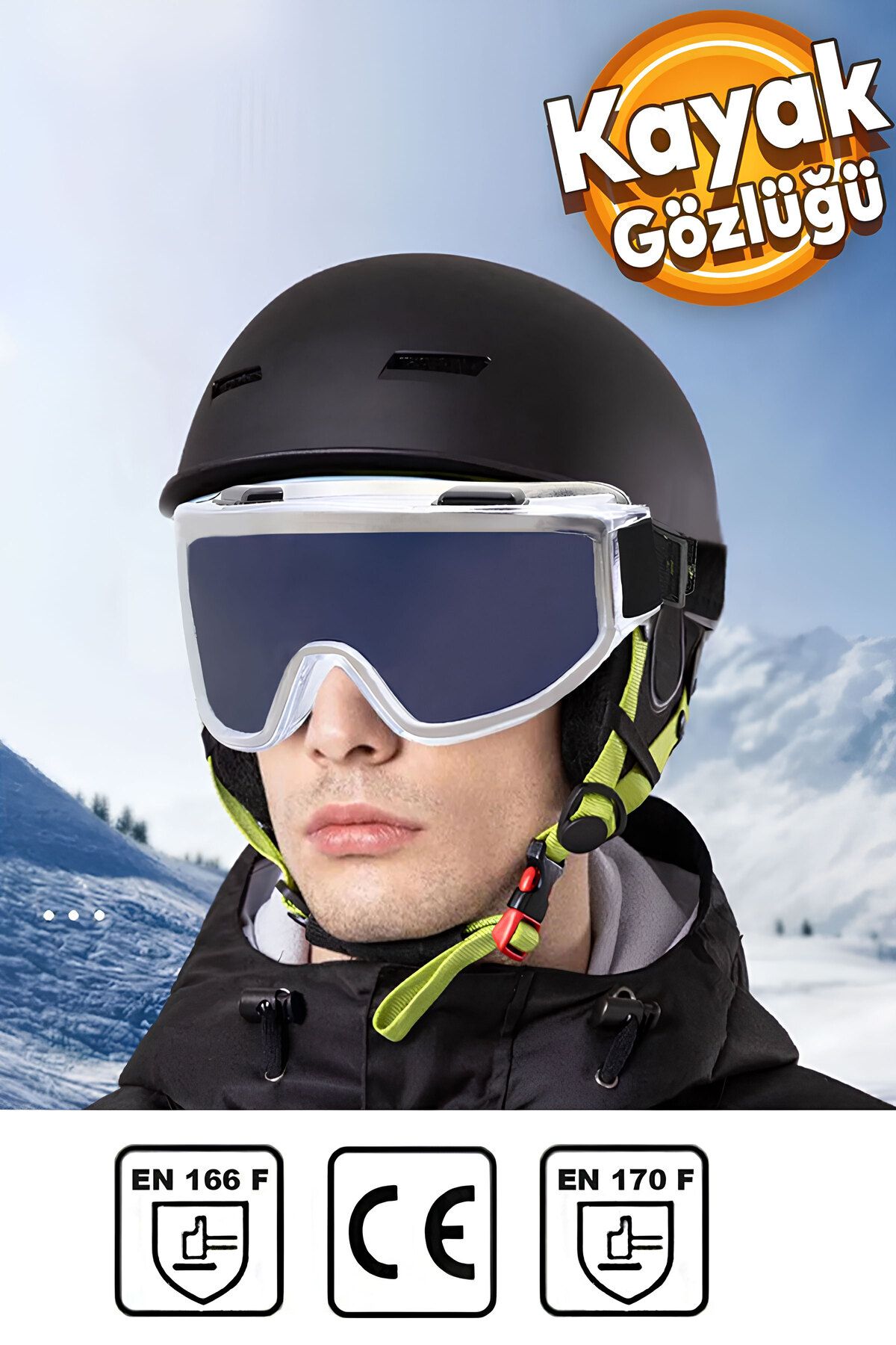 Badem10 Kayak Gözlüğü Ventilli Güneş Kar Rüzgar Gözlük Füme Snowboard Glasses Ekonomik Seri Gözlük