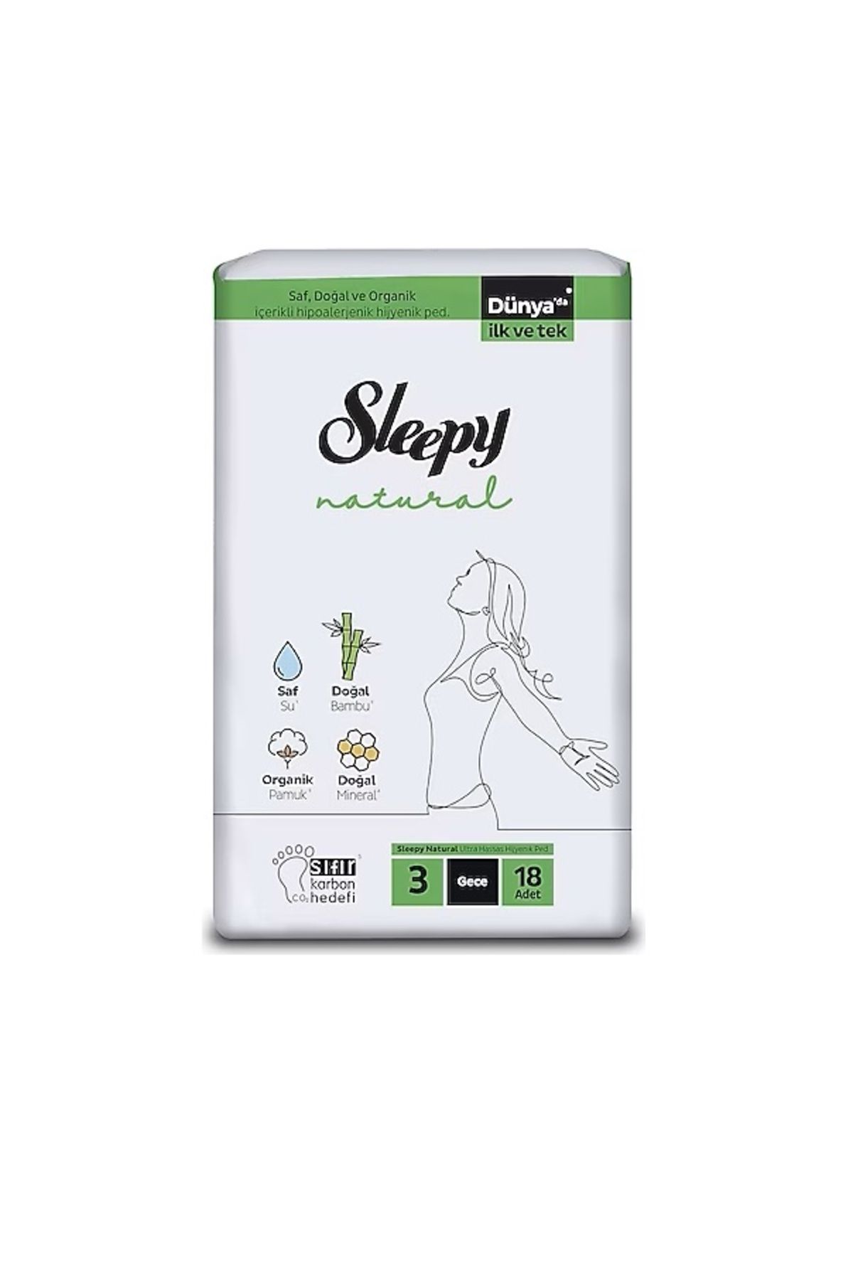 Sleepy Naturel Ultra Hassas Hijyenik Ped Gece 18 Adet*2 Paket Toplam 36 Adet