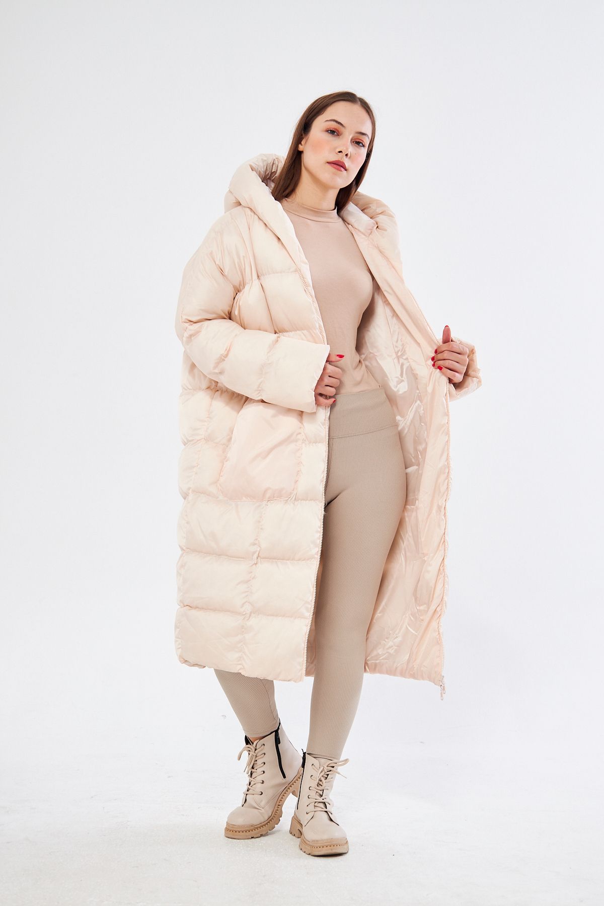 comstar-Women's Black Hooded Long Oversize Puffer Coat 3