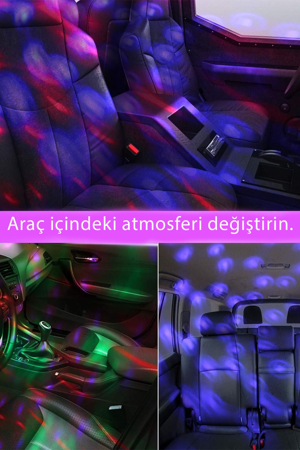 Factorial Araba Disco Topu Usb Girişli Mini Led Araç İçi Ambiyans Özel ...