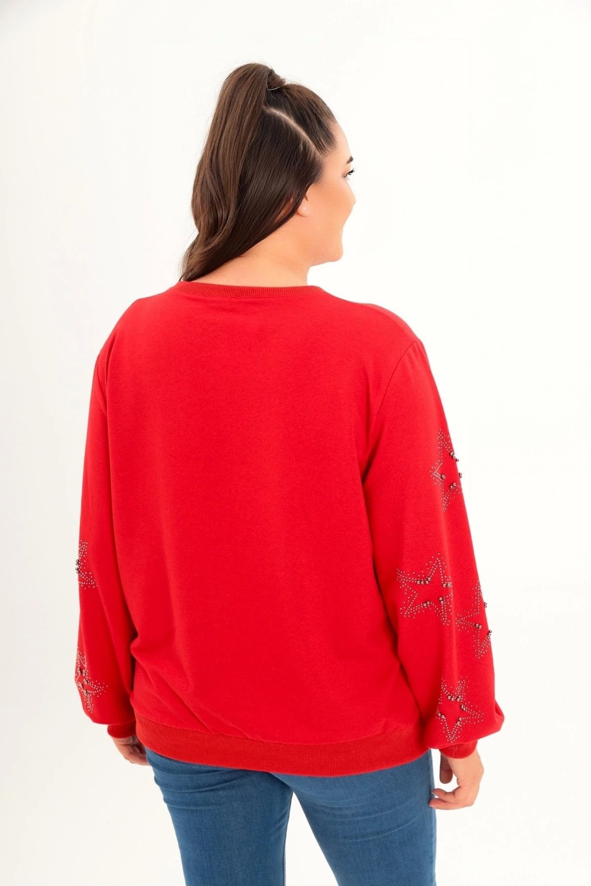 aytemas-Star Stone Printed Sleeve Sweatshirt 4