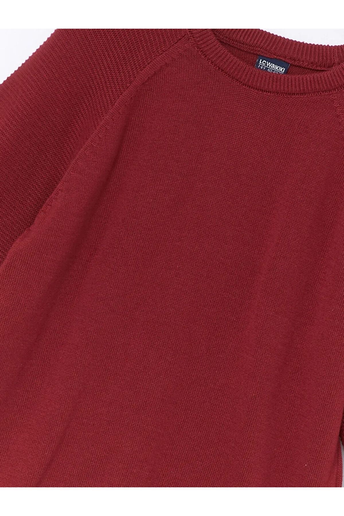 LC Waikiki-Lcw Kids Claret Red Crew Neck Basic Long Sleeve Boy Knitwear Sweater 2