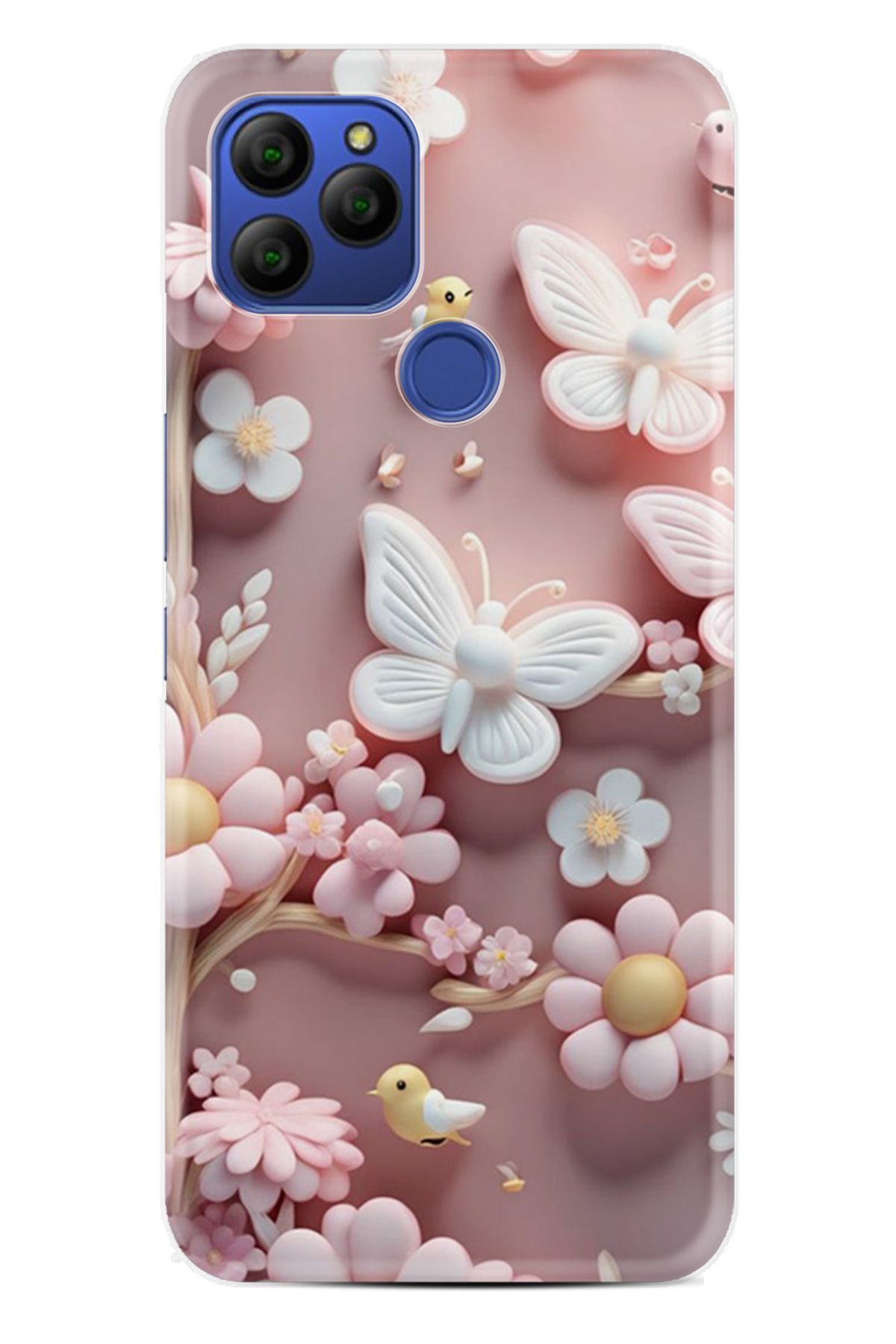 General Mobile GM 21 Kılıf HD Resim Baskılı Pembe Kelebekler StKd -088