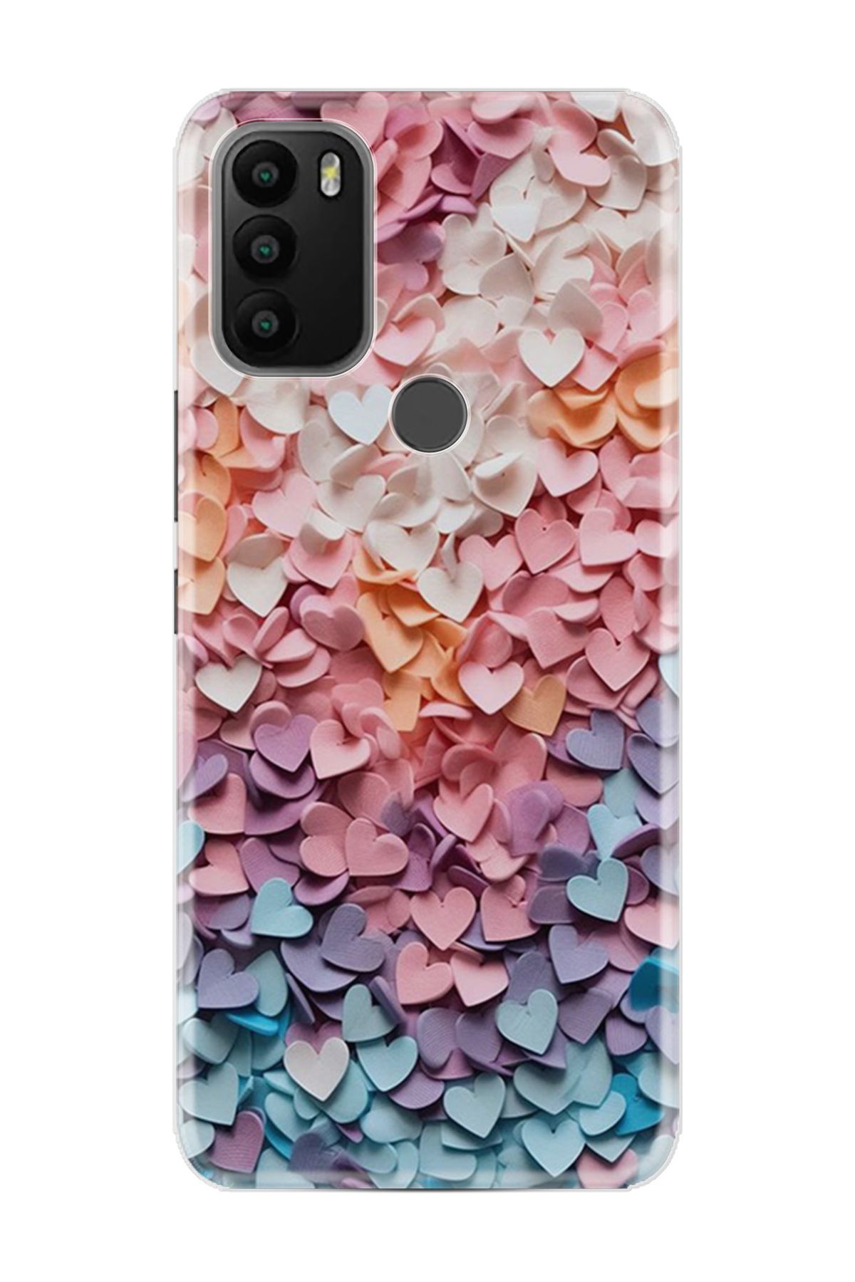 General Mobile GM 21 Plus Kılıf HD Resim Baskılı Renkli Kalpler StKd -040