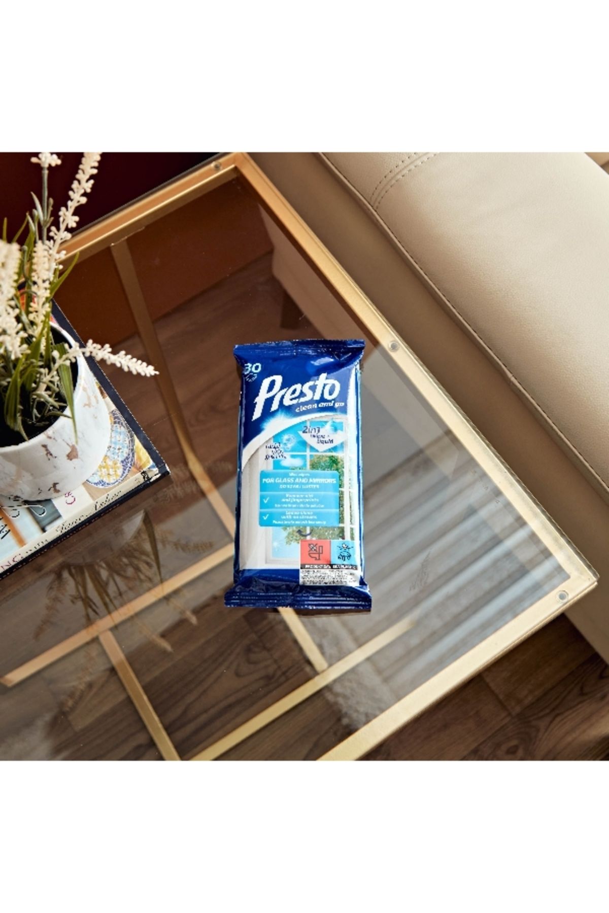 Presto-30- Pieces Wet Wipes for Mirrors and Windows 1