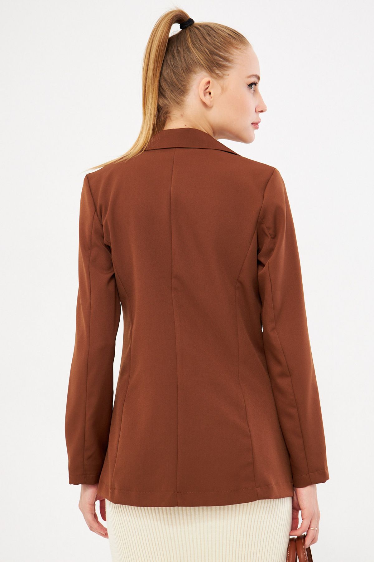 armonika-Women's Brown Buttoned Jacket Arm-20K 001151 4