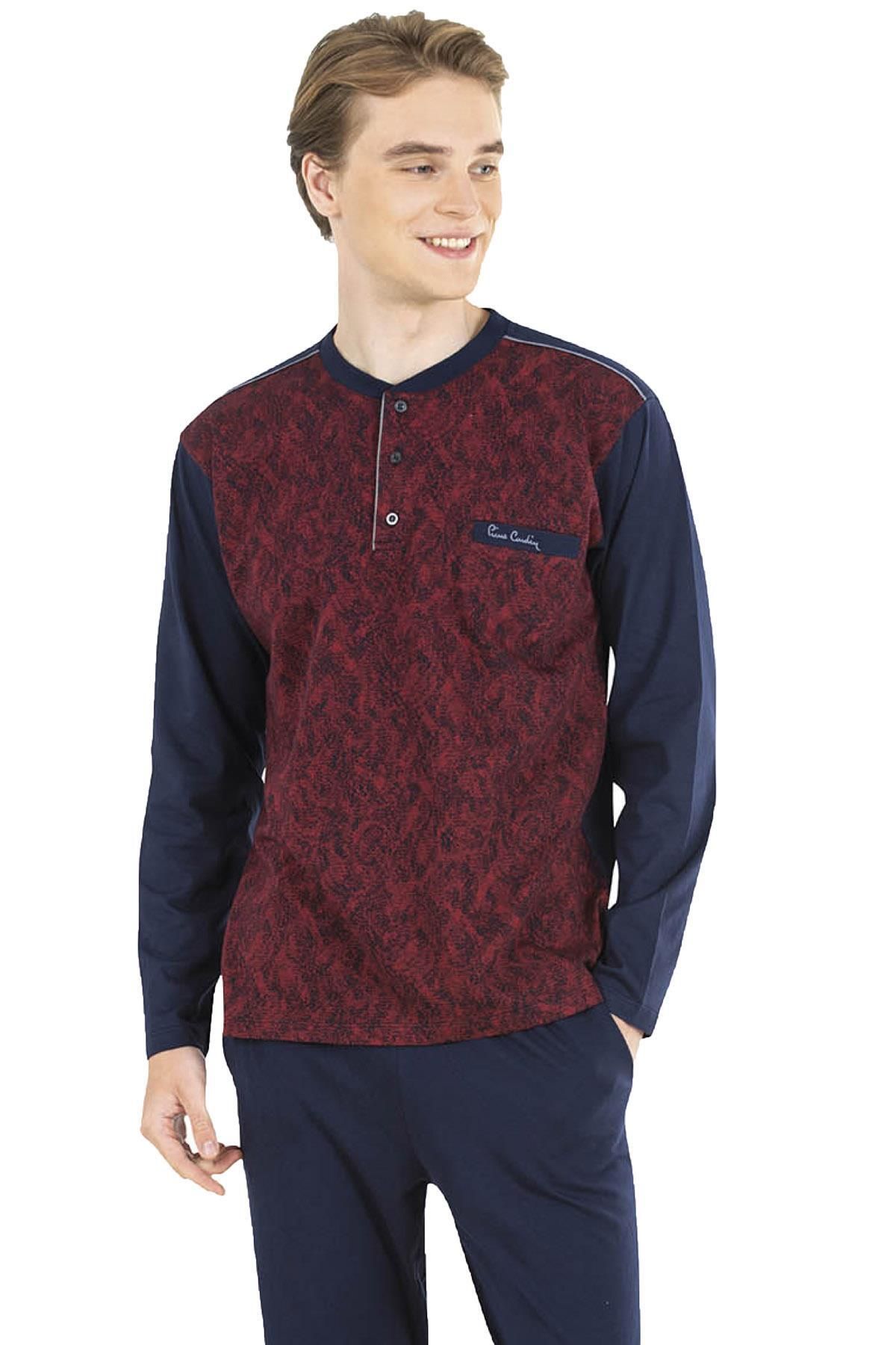 Pierre Cardin Erkek Pijama Takım, Jakarlı Pijama Takım, Uzunkol Pijama,