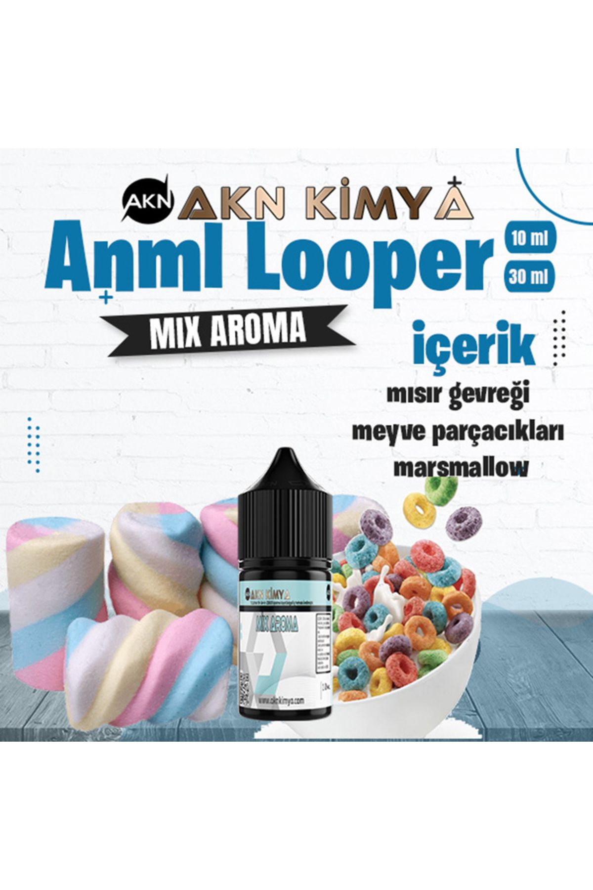 akn kimya Anml Looper Mix Aroma Meyveli Mısır Gevreği Gıda Aroması 10 ml