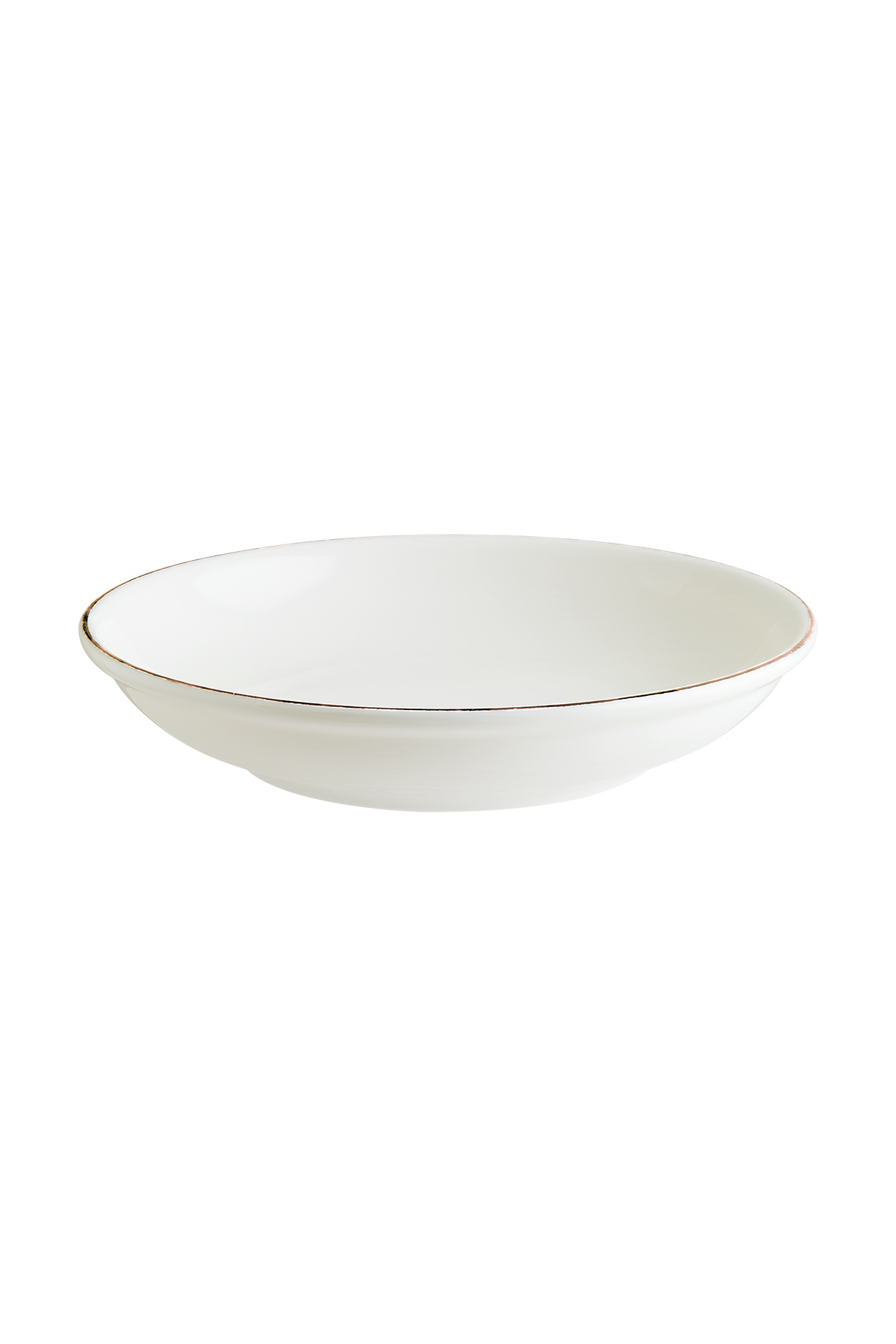Retro Gourmet 12 Pieces 15 cm 330 cc Porcelain Deep Plate with Brown Edge Stripes