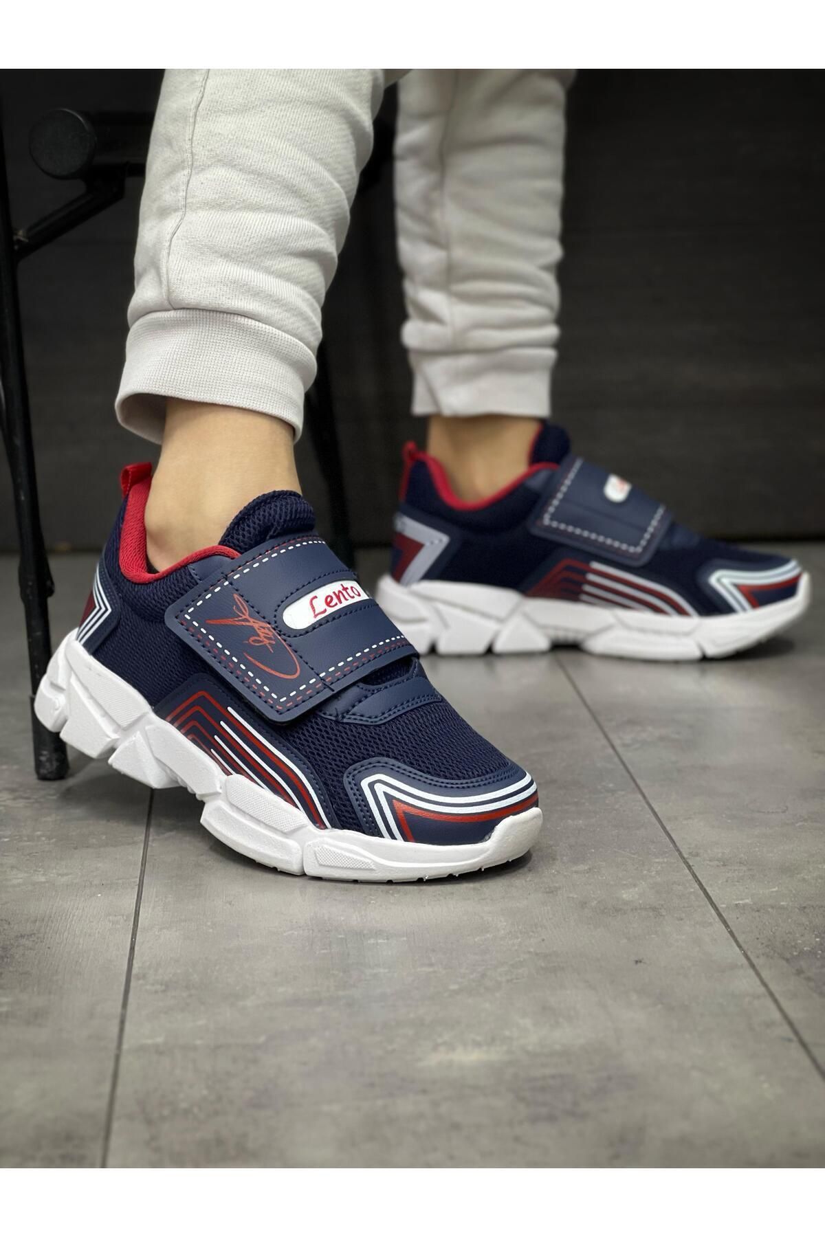 Preux Çocuk Ortopedik Cırtlı Esnek Hafif Nefes Alabilen Unisex File Çocuk Sneaker Spor Ayakkabı