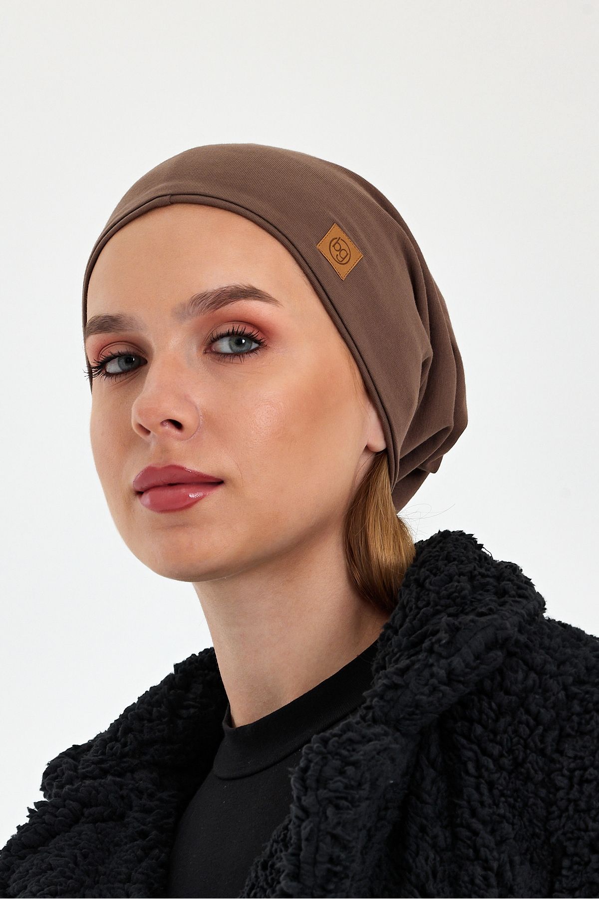 Butikgiz-Brown Openable Back Unique Comfortable Ultra Soft Stretchy Trendy 4 Seasons Combed Cotton Bandana Beanie 7