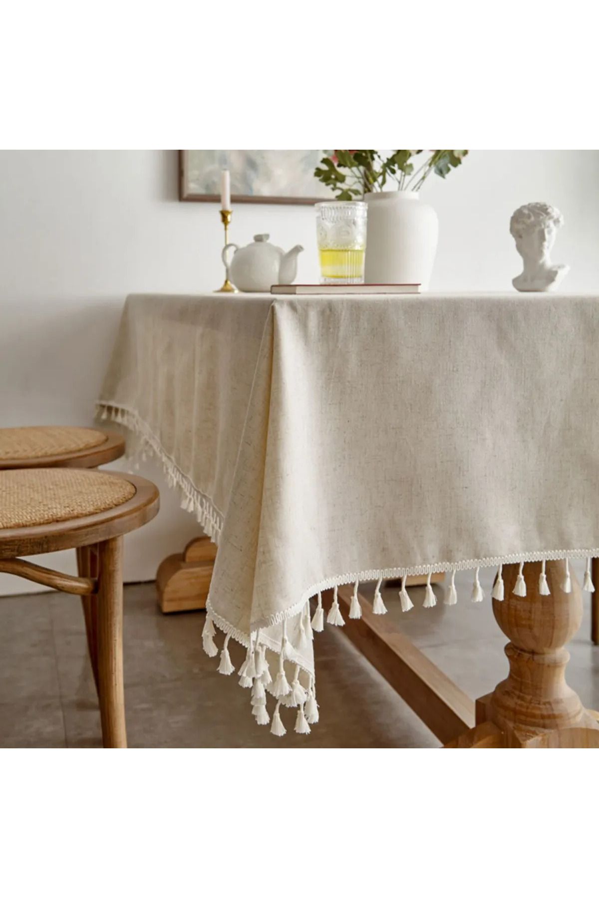 Perdeplus-Tassel Detailed Cotton Tablecloth 3