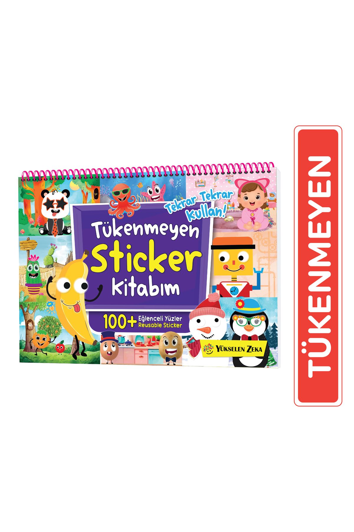 yükselen zeka Tükenmeyen Sticker Kitabım - Eğlenceli Yüzler (100+ Tekrar Tekrar Kullanılabilen Sticker)