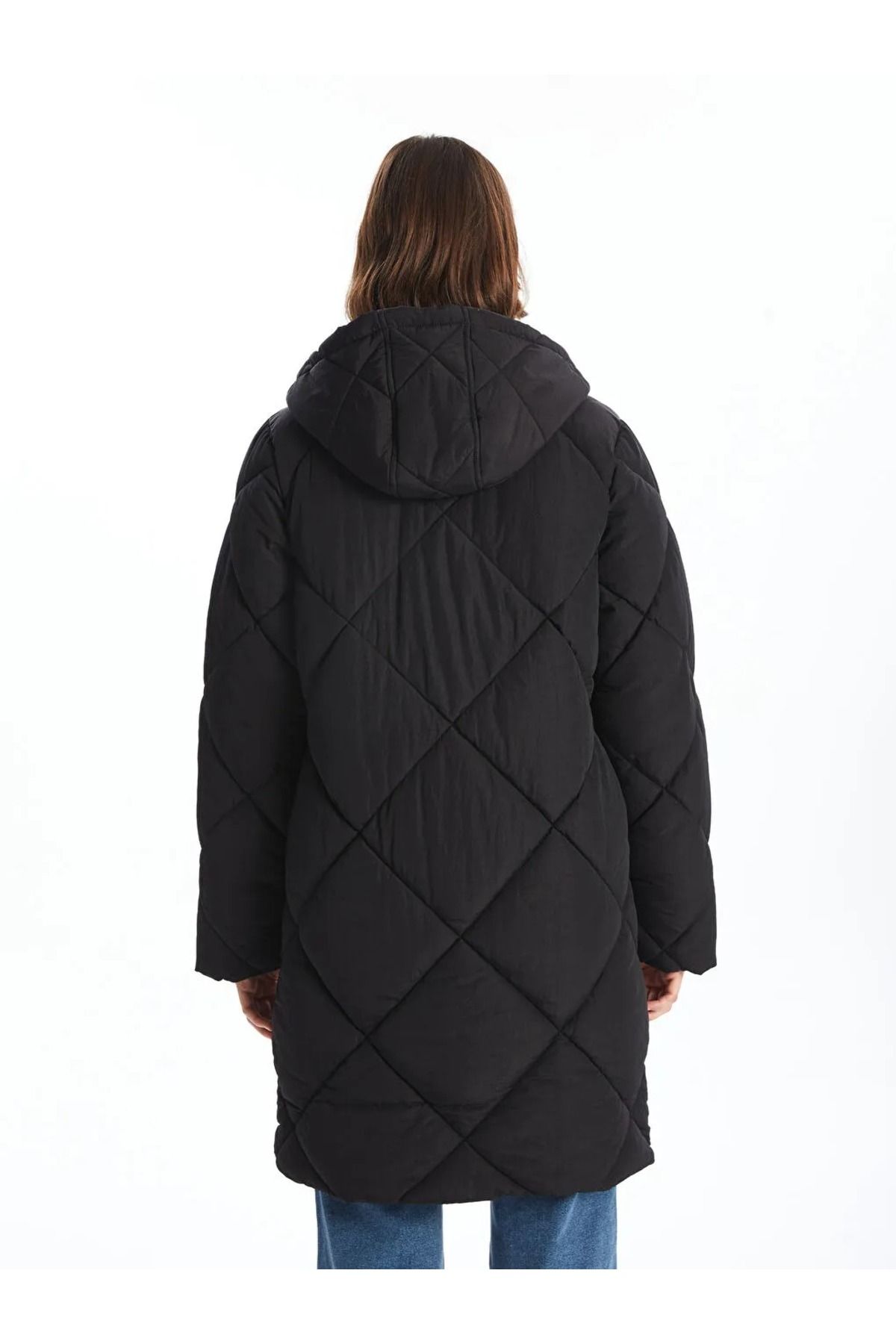 LC Waikiki-Lcw Vision New Black Hooded Quilted Women's Puffer Jacket 5