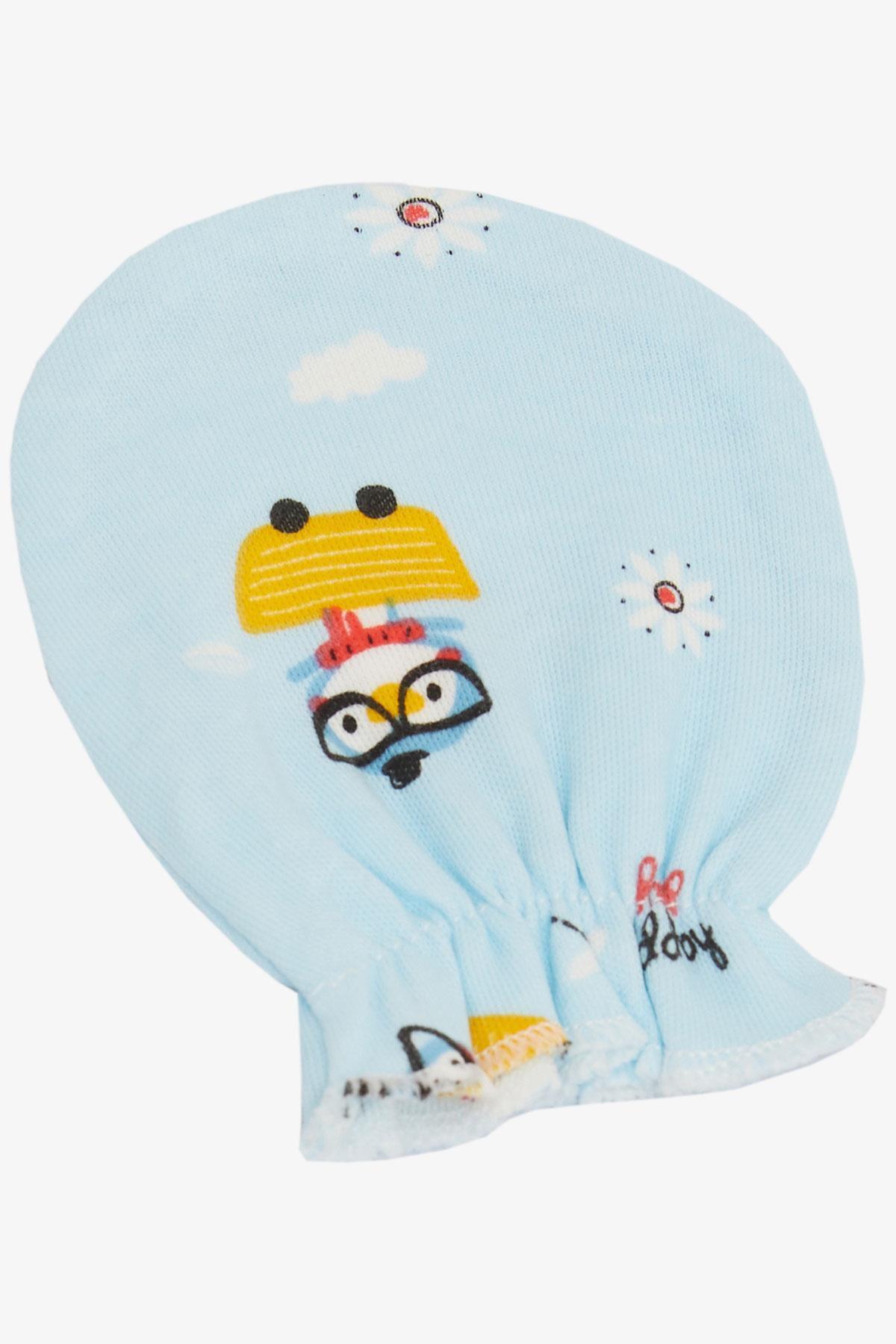 Breeze Yenidoğan Bebek Eldiven Gözlüklü Kuş Desenli Açık Mavi fotoğrafı 3 (önizleme)