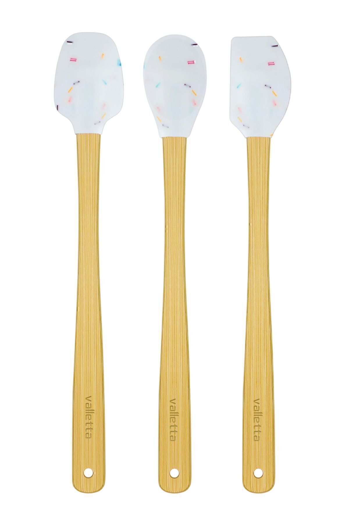 valletta-Indigo Bamboo Silicone Spatula - Set of 3 White Spots, Long 26 cm 5