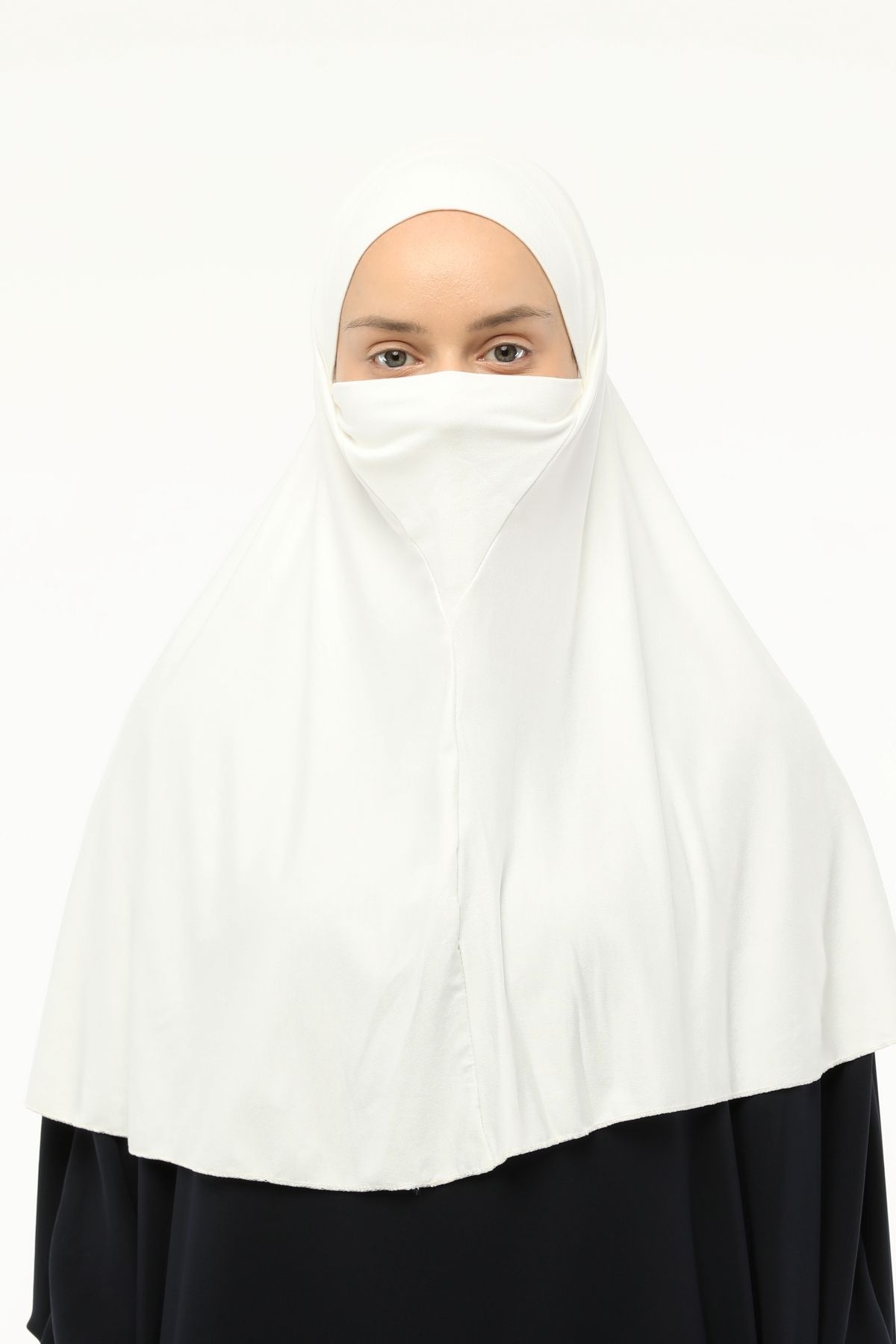 Altobeh-Eșarfă practică din voal cu turban gata făcută Hijab cu hijab - Sufleu de acoperire pentru rugăciune (XL) - Ecru 6