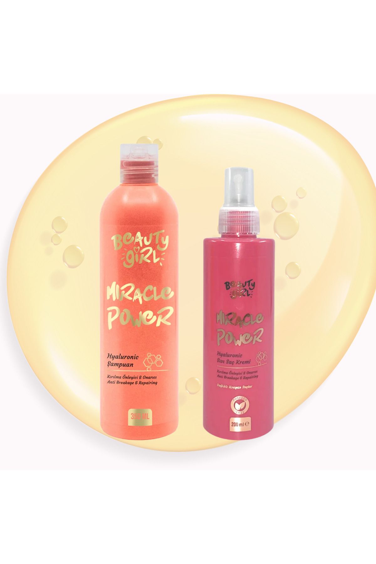 beauty girl Hyaluronik Şampuan 350 ml - Hyaluronik Sıvı Saç Kremi 200 ml