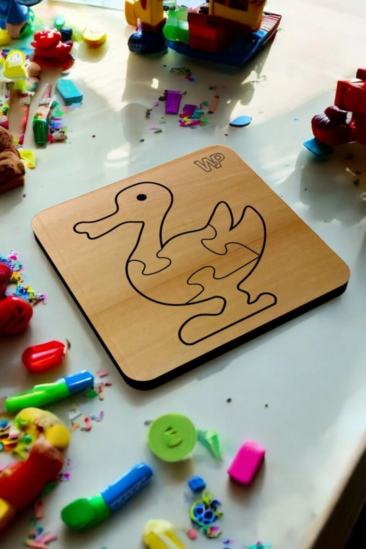 1Fark Eğitici Puzzle 4mm Plywood Ahşap Boyanabilir Çocuklar Için - Hayvanlar - Ördek