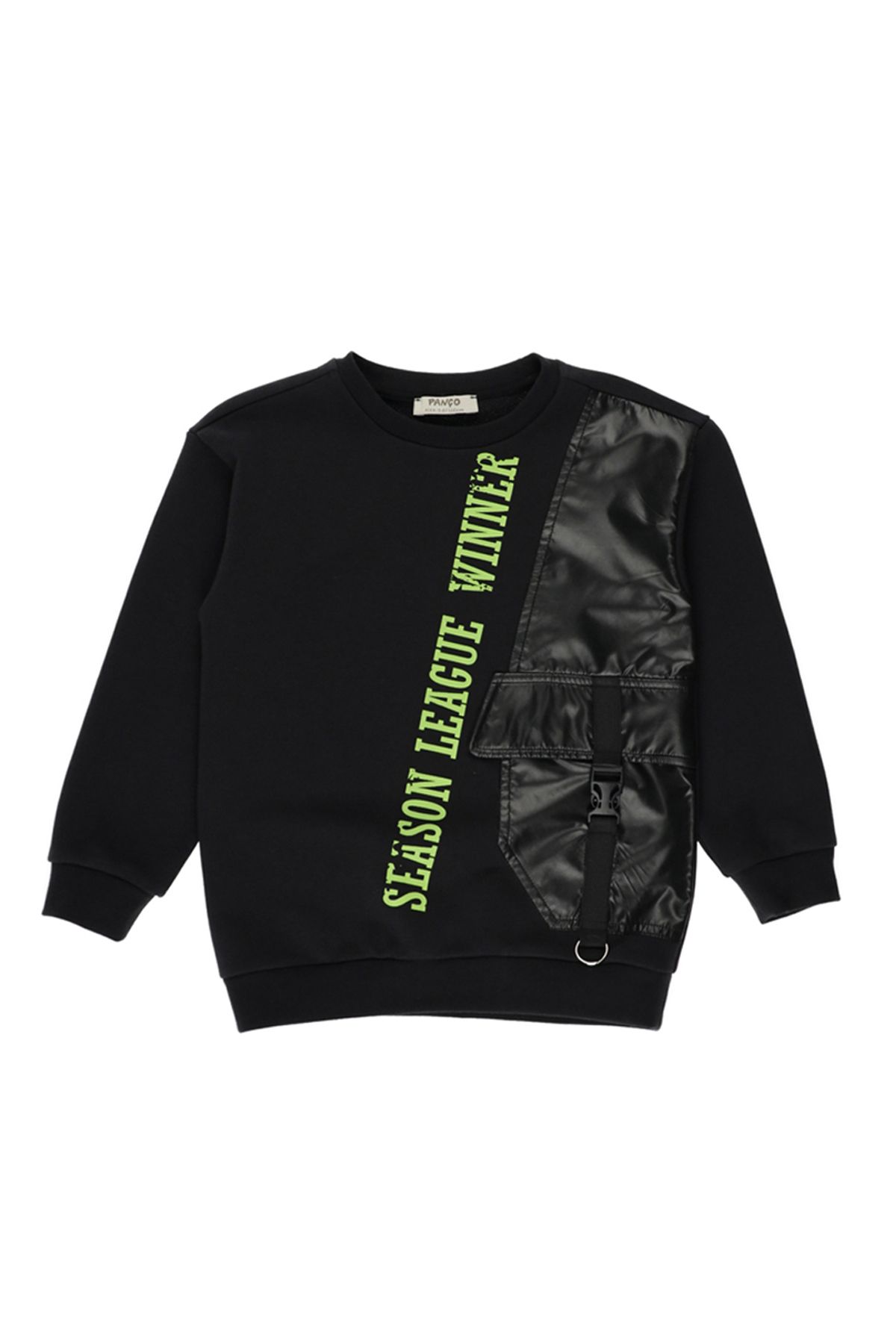 Panço-Boy's Black Sweatshirt - Crew Neck 1