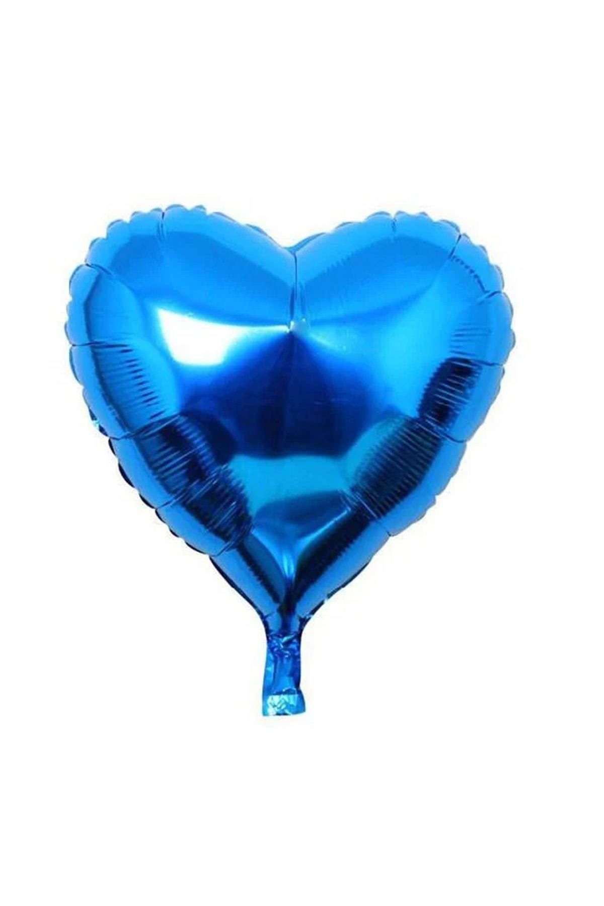 Patladı Gitti-5 Years Old Blue Concept Birthday Set; Heart Star Foil Balloon Set 5