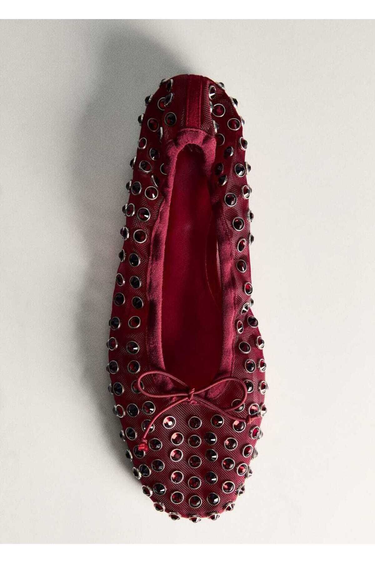 MANGO Woman-Spiked Mesh Ballerinas 4