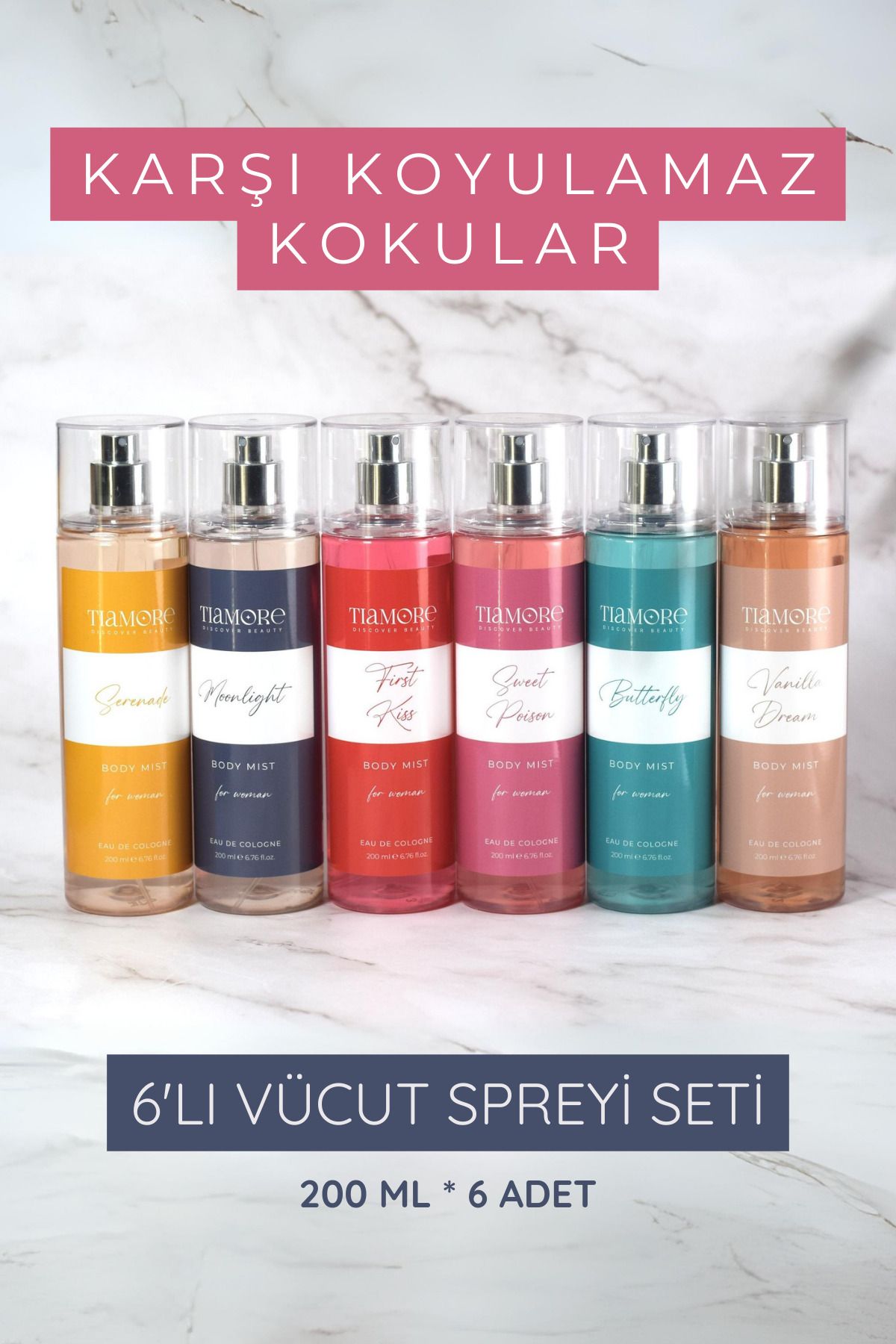 6'lı Vücut Spreyi Body Mist Seti - 200 ml * 6 adet