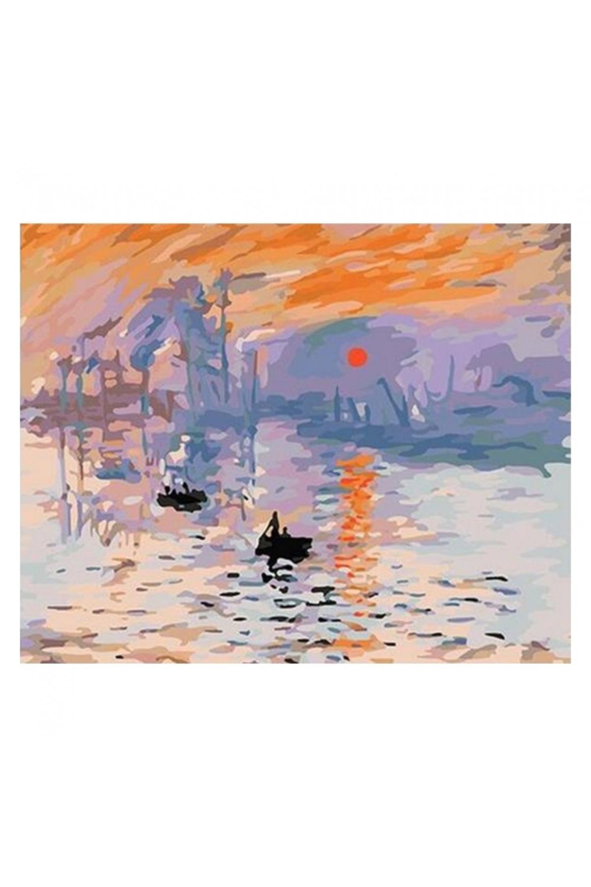 OK AKSESUAR Canvas Monet Gün Doğumu Sayılarla Boyama Seti Kasnaklı 100 x 140 cm