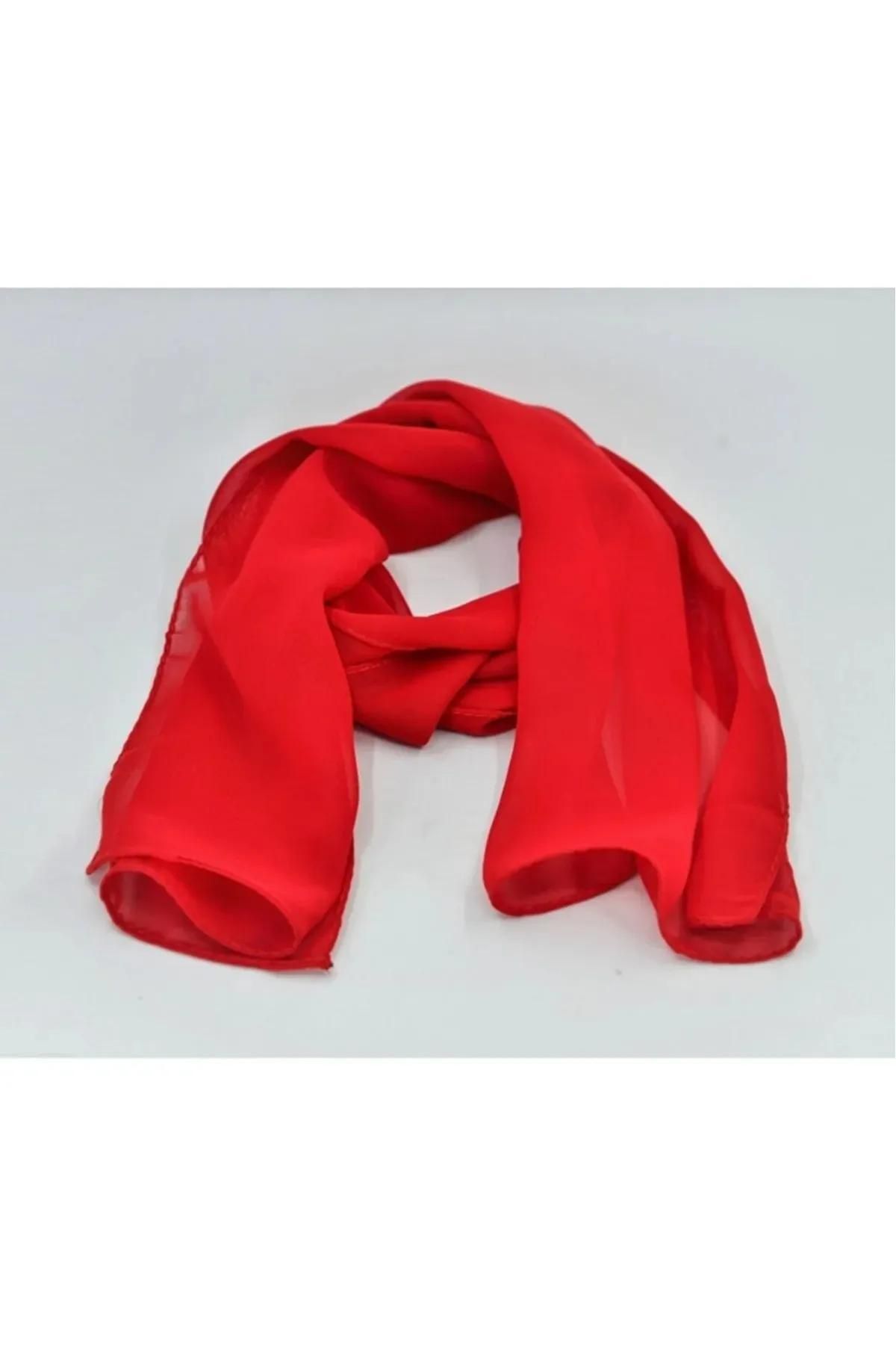 BeVa-Red Patterned Plain Neck Collar Scarf 3