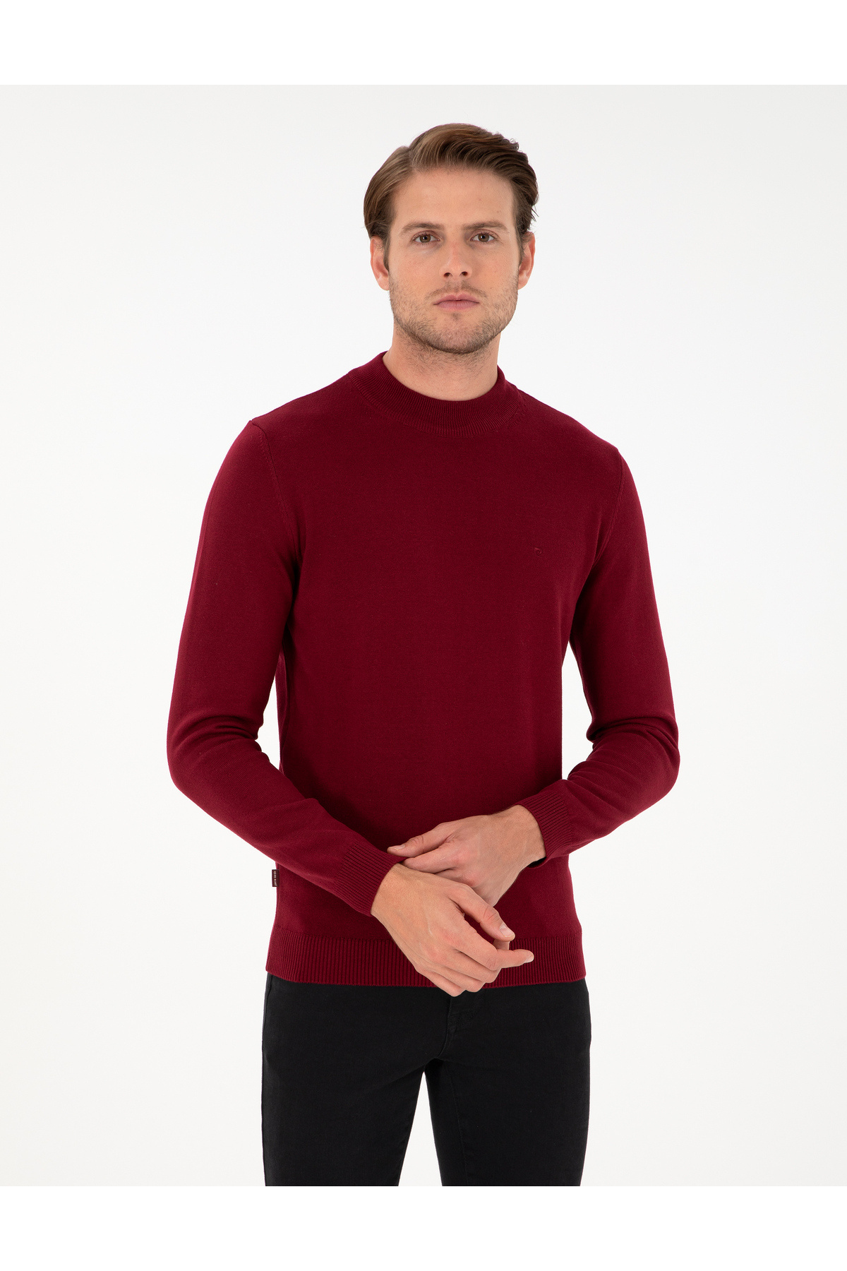 پیر کاردین ژاکت بافتنی پایه یقه باریک Cherry Fit Quarter 50296564-VR223